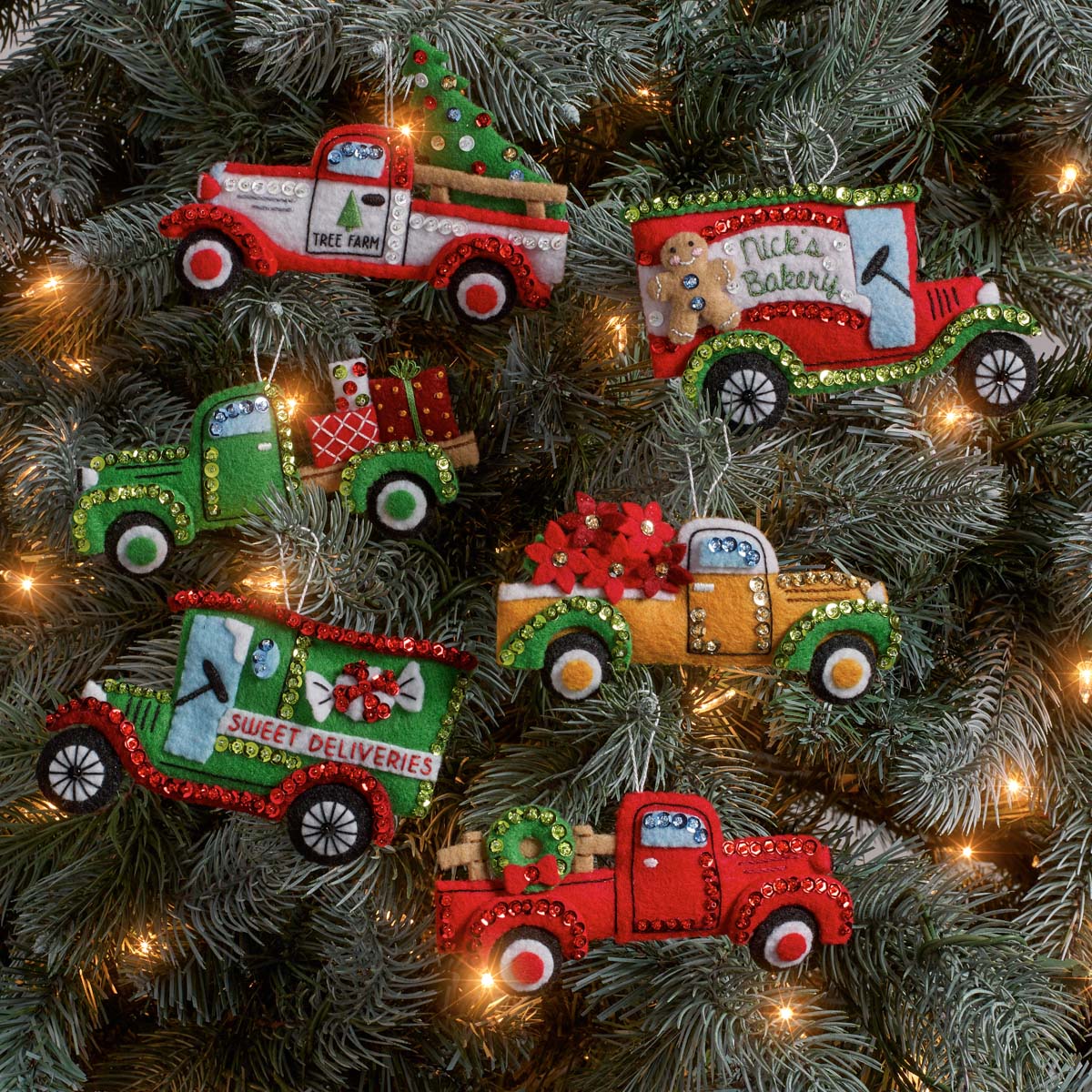 Bucilla ® Seasonal - Felt - Ornament Kits - Vintage Trucks - 89285E