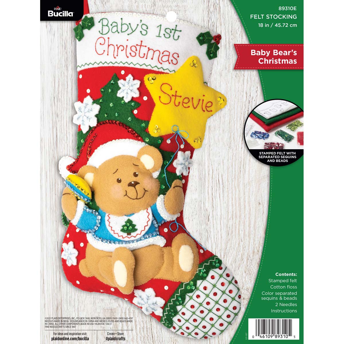 Bucilla ® Seasonal - Felt - Stocking Kits - Baby Bear's Christmas - 89310E