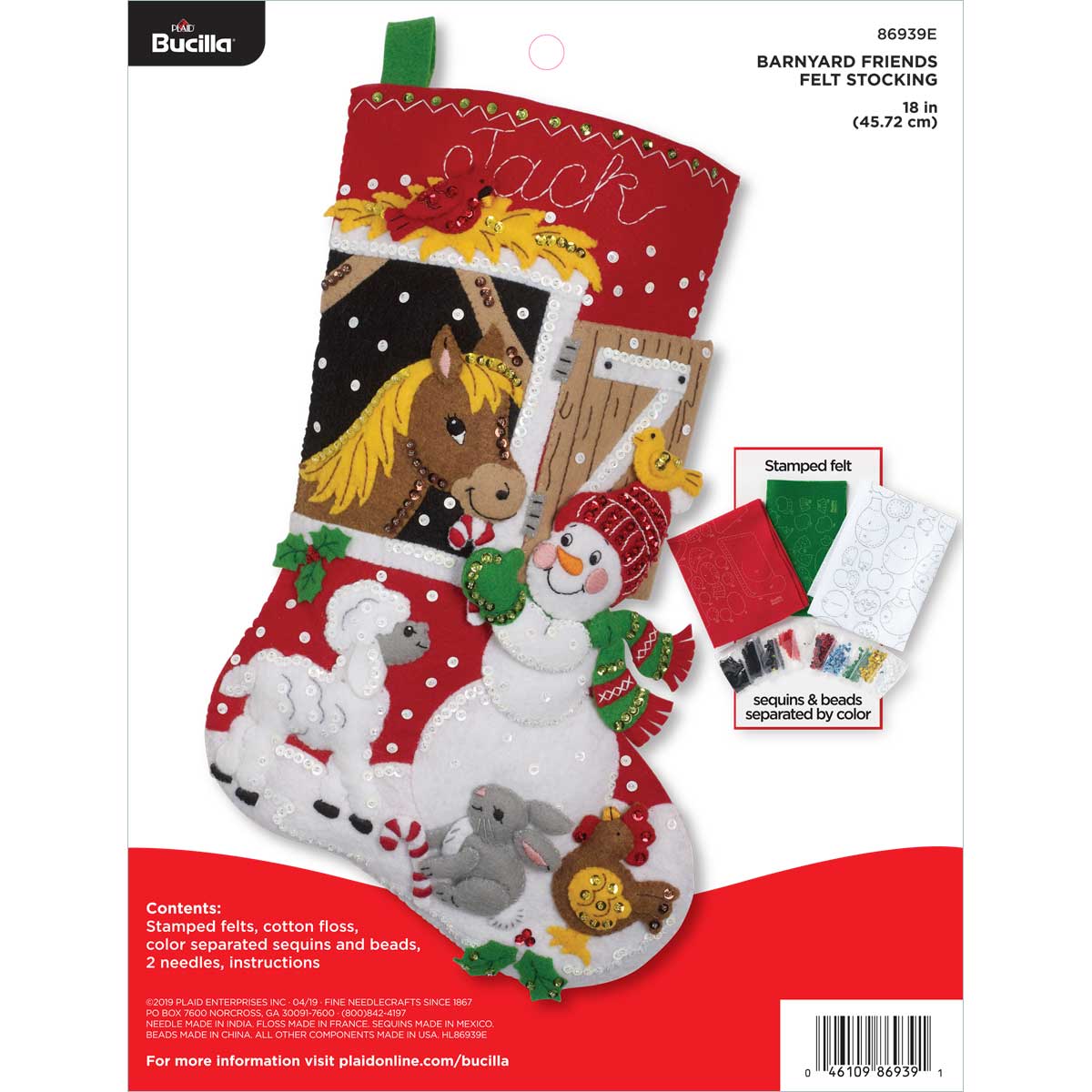 Bucilla ® Seasonal - Felt - Stocking Kits - Barnyard Friends - 86939E