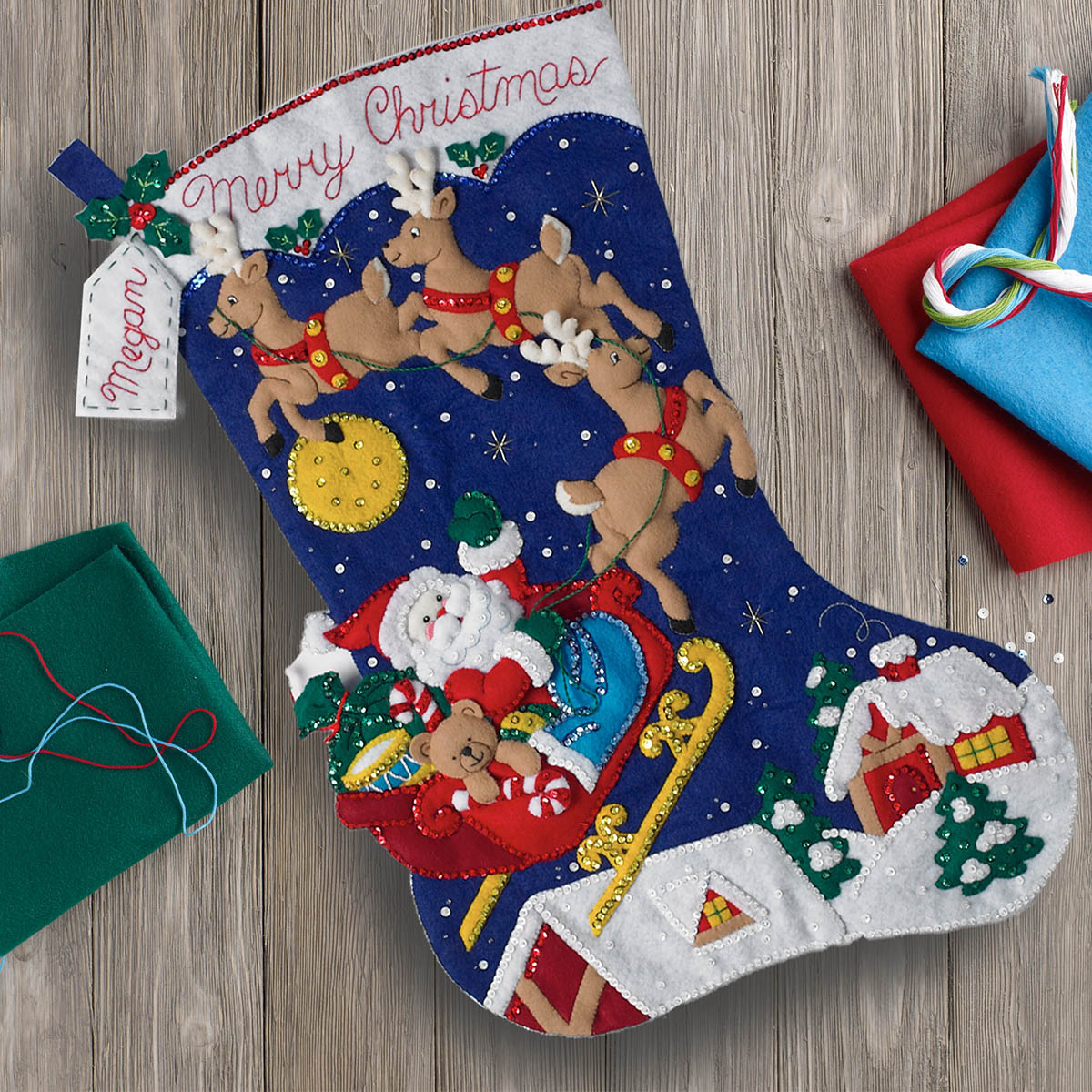 Bucilla ® Seasonal - Felt - Stocking Kits - Christmas Night Jumbo Stocking - 86740