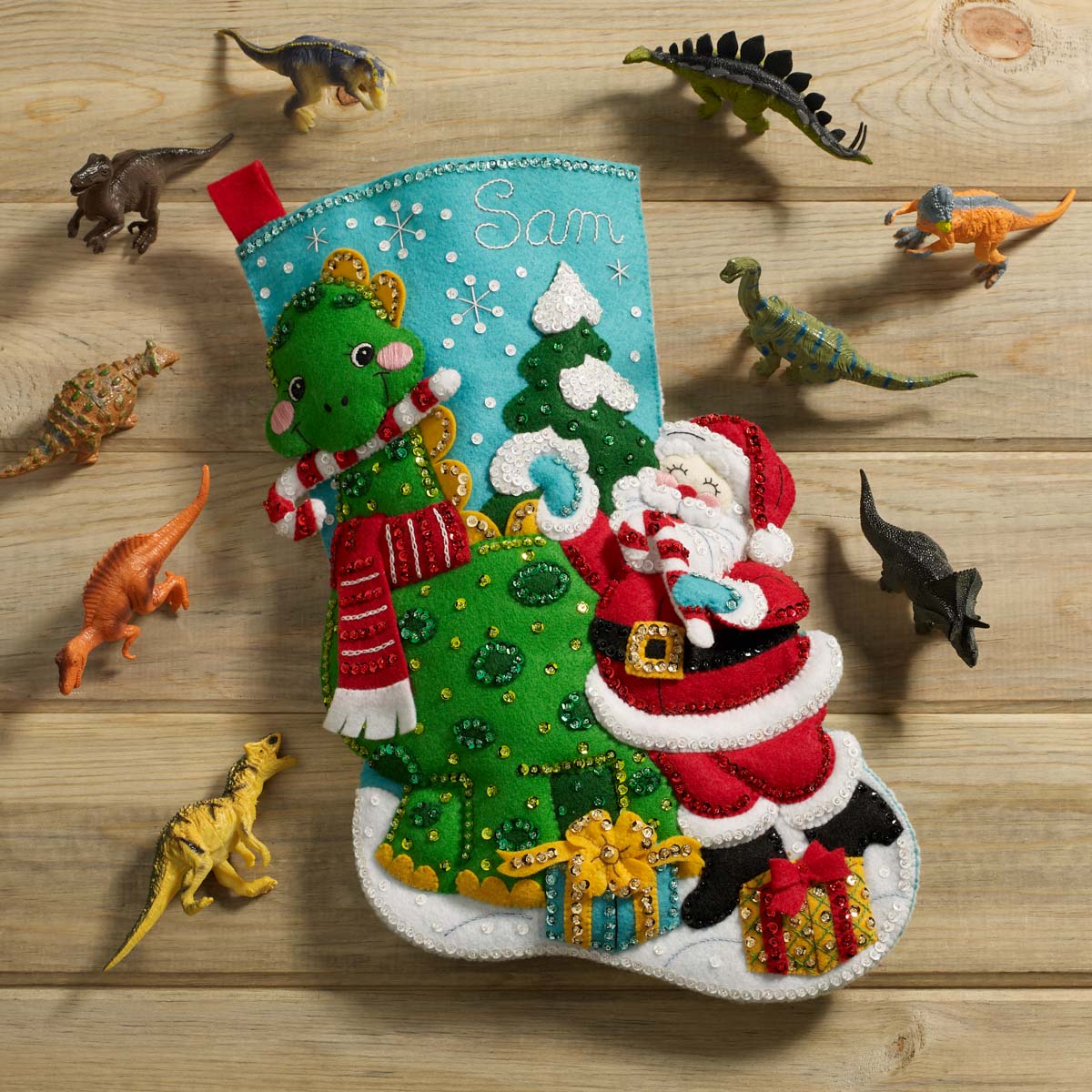 Bucilla ® Seasonal - Felt - Stocking Kits - Dino Santa - 89332E