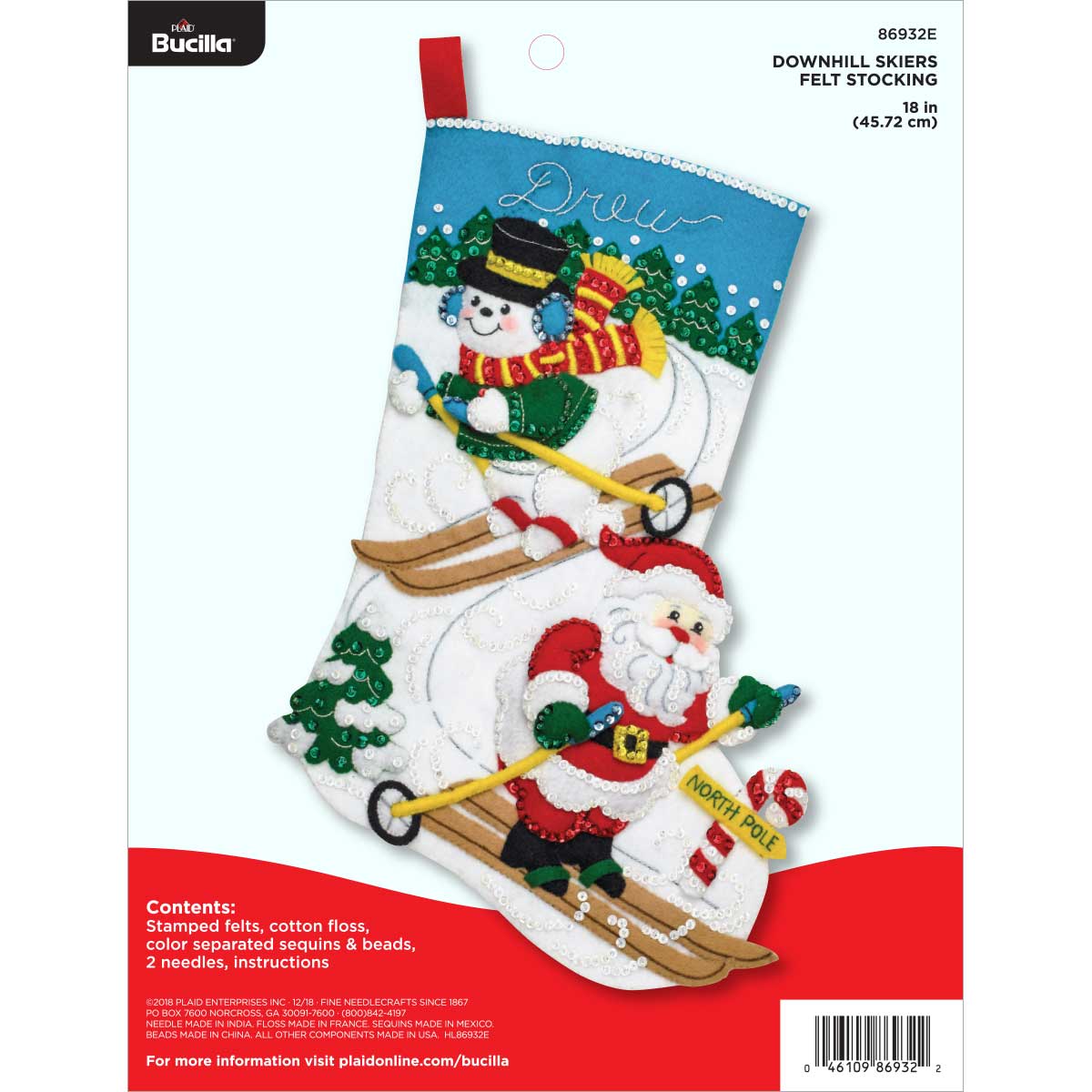Bucilla ® Seasonal - Felt - Stocking Kits - Downhill Skiers - 86932E