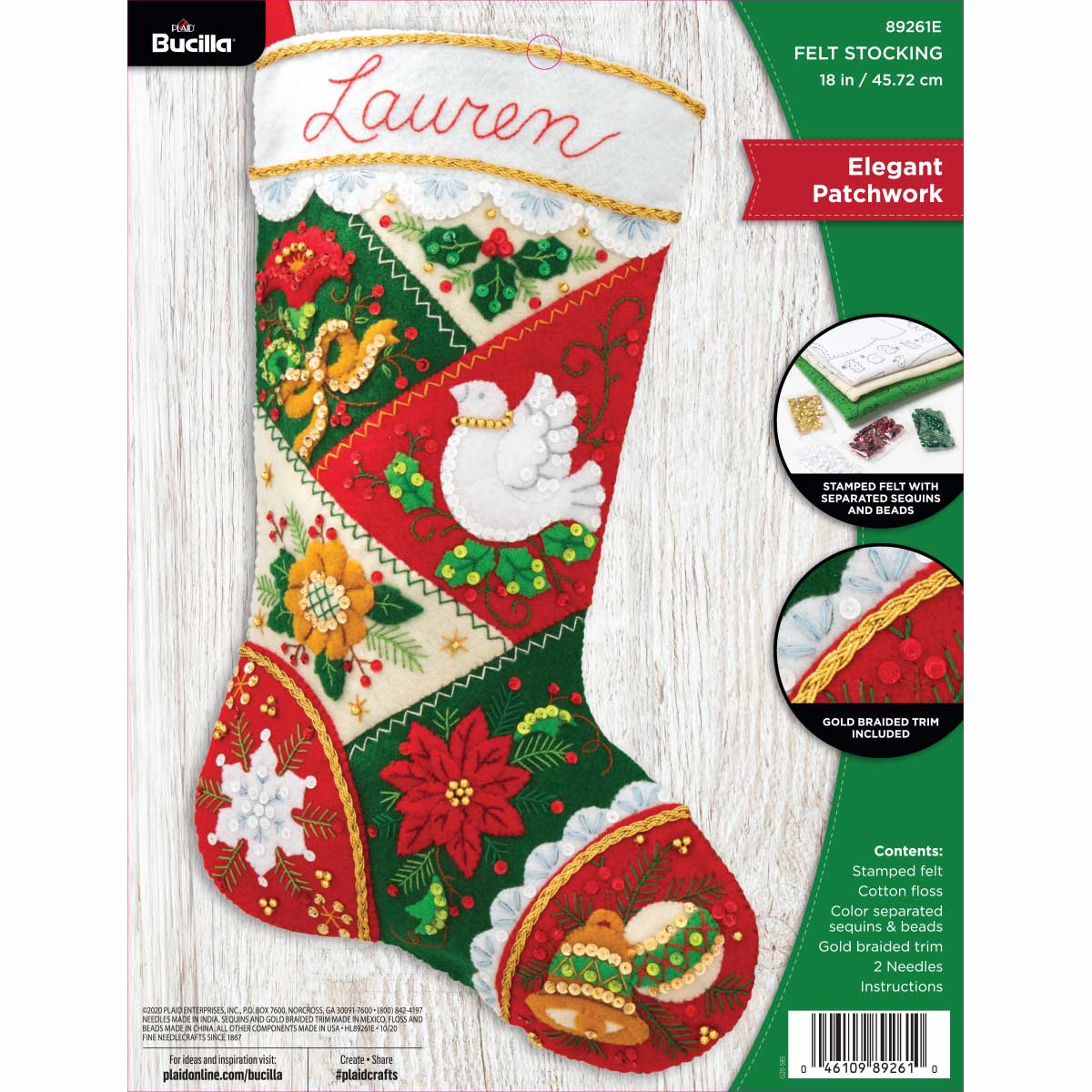 Bucilla ® Seasonal - Felt - Stocking Kits - Elegant Patchwork - 89261E
