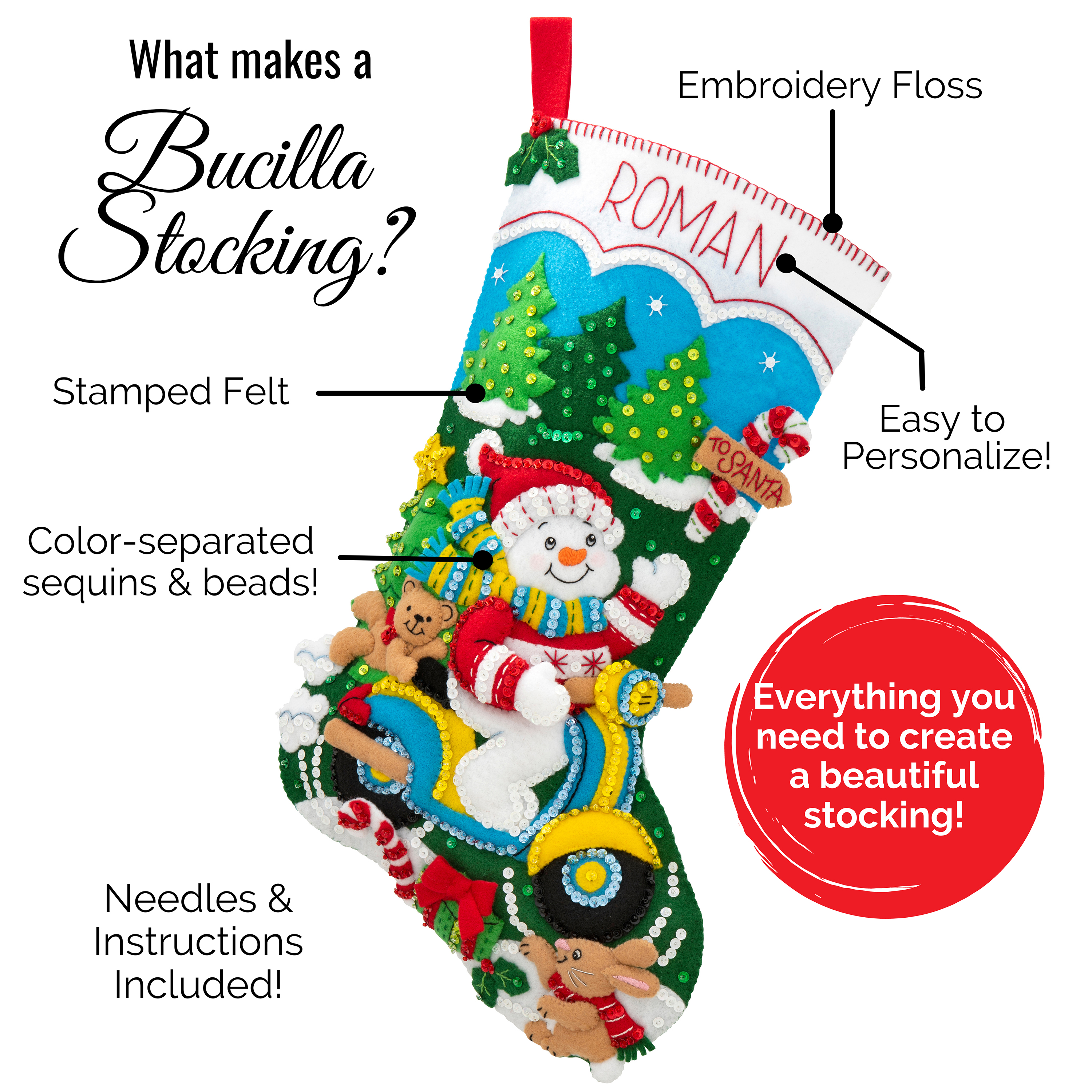 Bucilla ® Seasonal - Felt - Stocking Kits - Gifting Snowman - 89533E