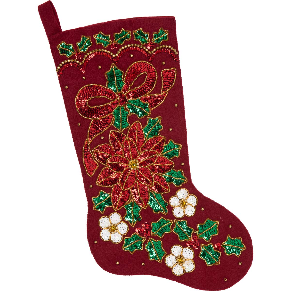 Bucilla ® Seasonal - Felt - Stocking Kits - Glitzy Poinsettia - 89069E