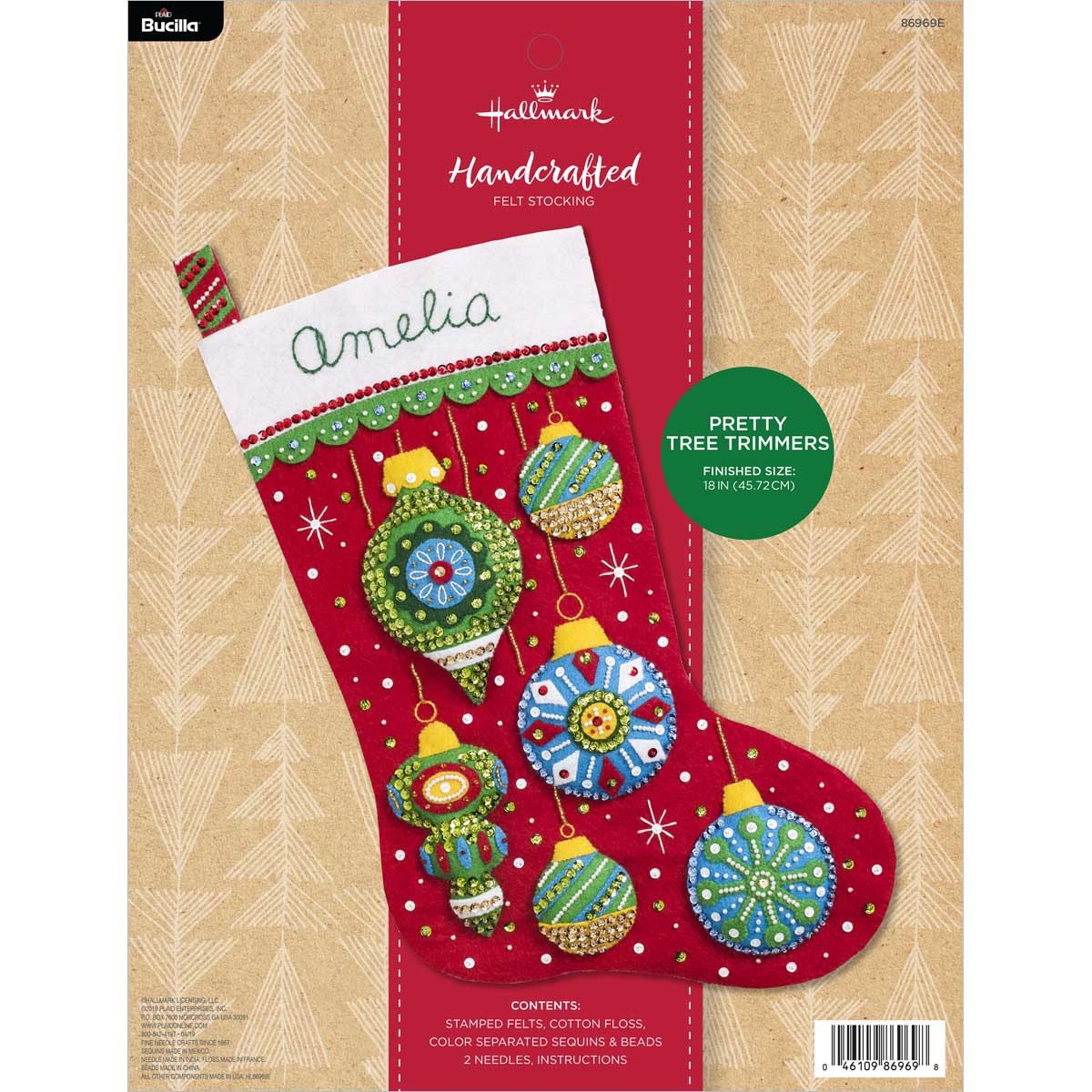 Bucilla ® Seasonal - Felt - Stocking Kits - Hallmark - Pretty Tree Trimmers - 86969E