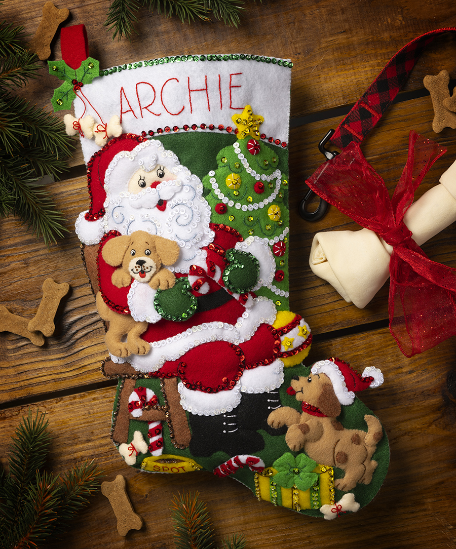 Bucilla ® Seasonal - Felt - Stocking Kits - Jolly Pups and Santa - 89556E