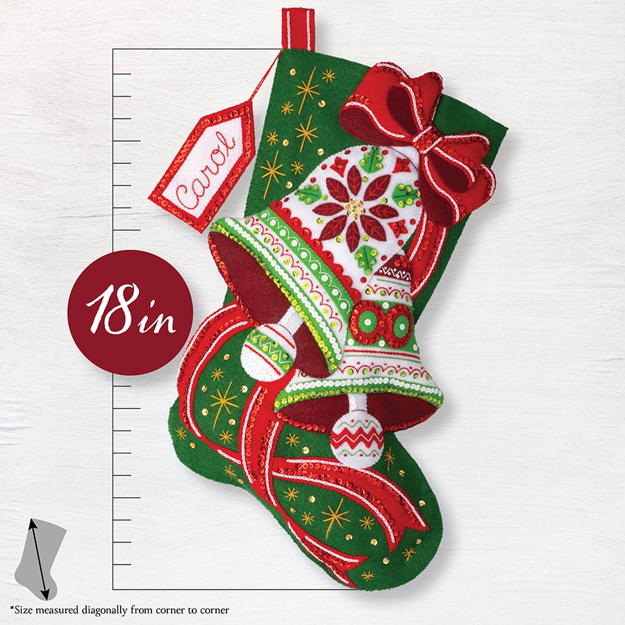 Bucilla ® Seasonal - Felt - Stocking Kits - Poinsettia Bells - 89595E