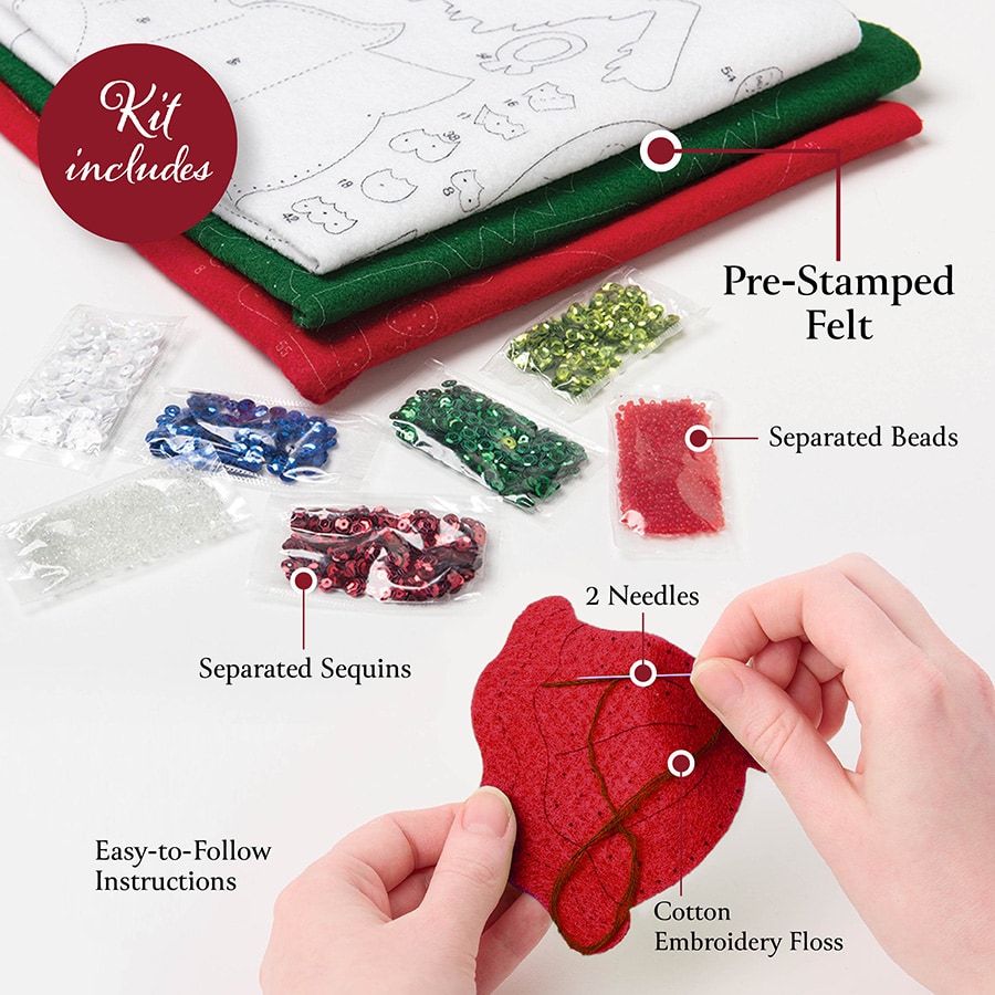 Bucilla ® Seasonal - Felt - Stocking Kits - Poinsettia Bells - 89595E