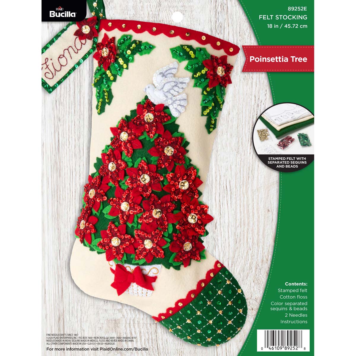 Bucilla ® Seasonal - Felt - Stocking Kits - Poinsettia Tree - 89252E