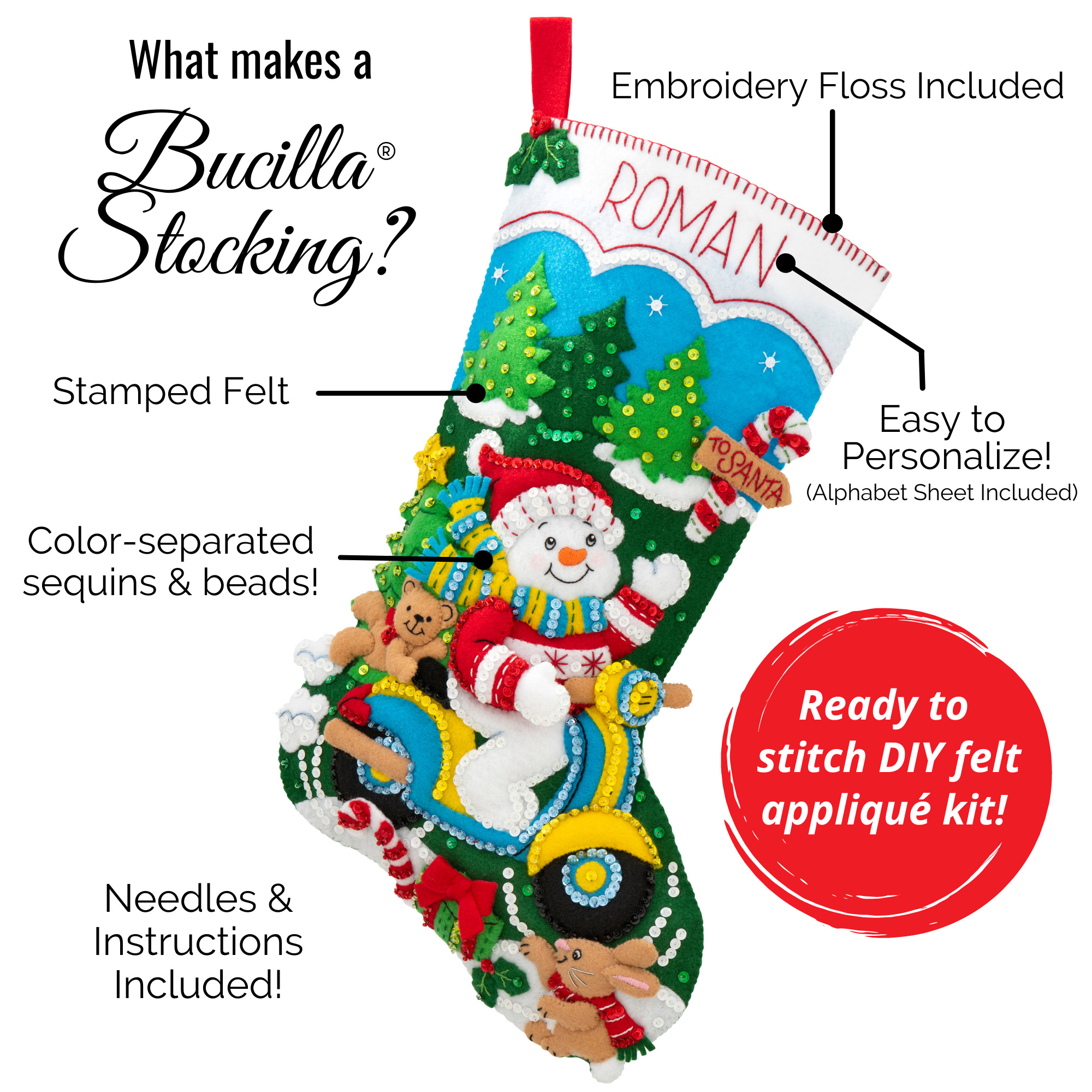 Bucilla ® Seasonal Felt Stocking Kits - Polar Bear Buddies - 89465E