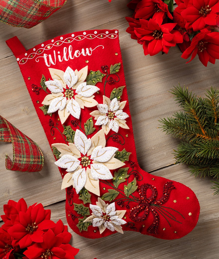 Bucilla ® Seasonal - Felt - Stocking Kits - Posh Poinsettia - 89565E