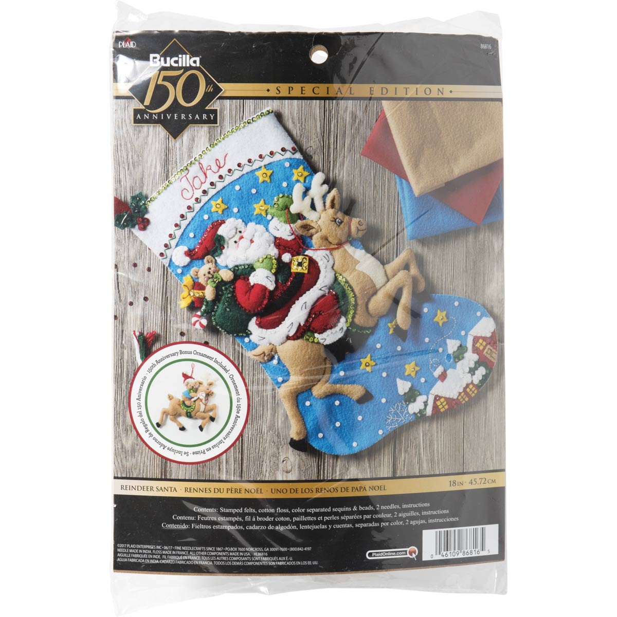 Bucilla ® Seasonal - Felt - Stocking Kits - Reindeer Santa - 86816