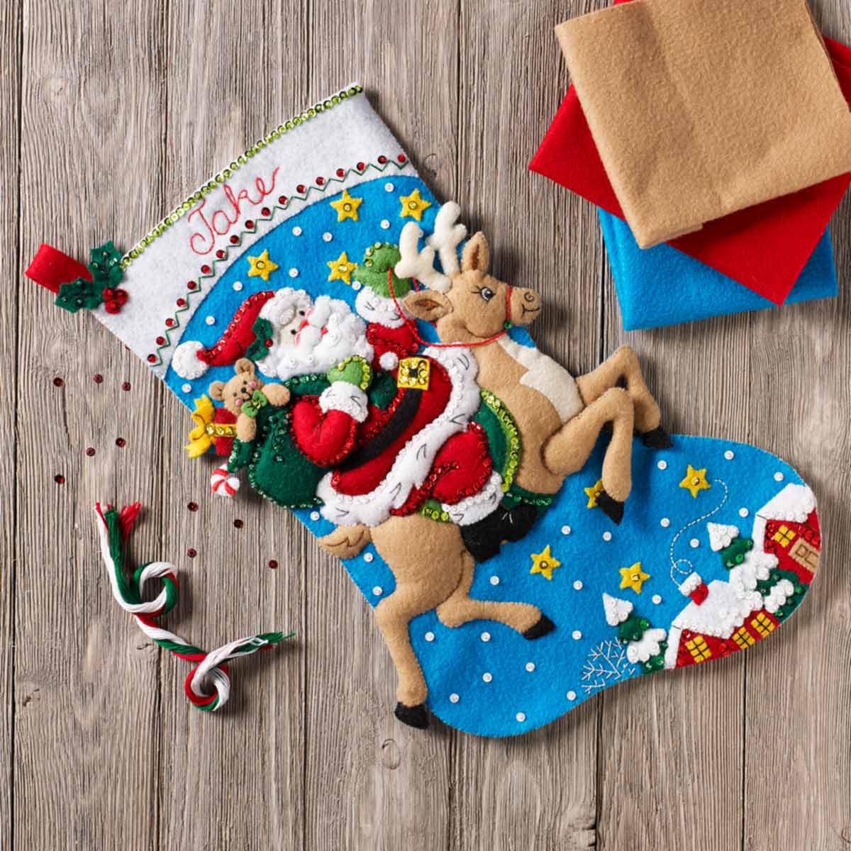 Bucilla ® Seasonal - Felt - Stocking Kits - Reindeer Santa - 86816