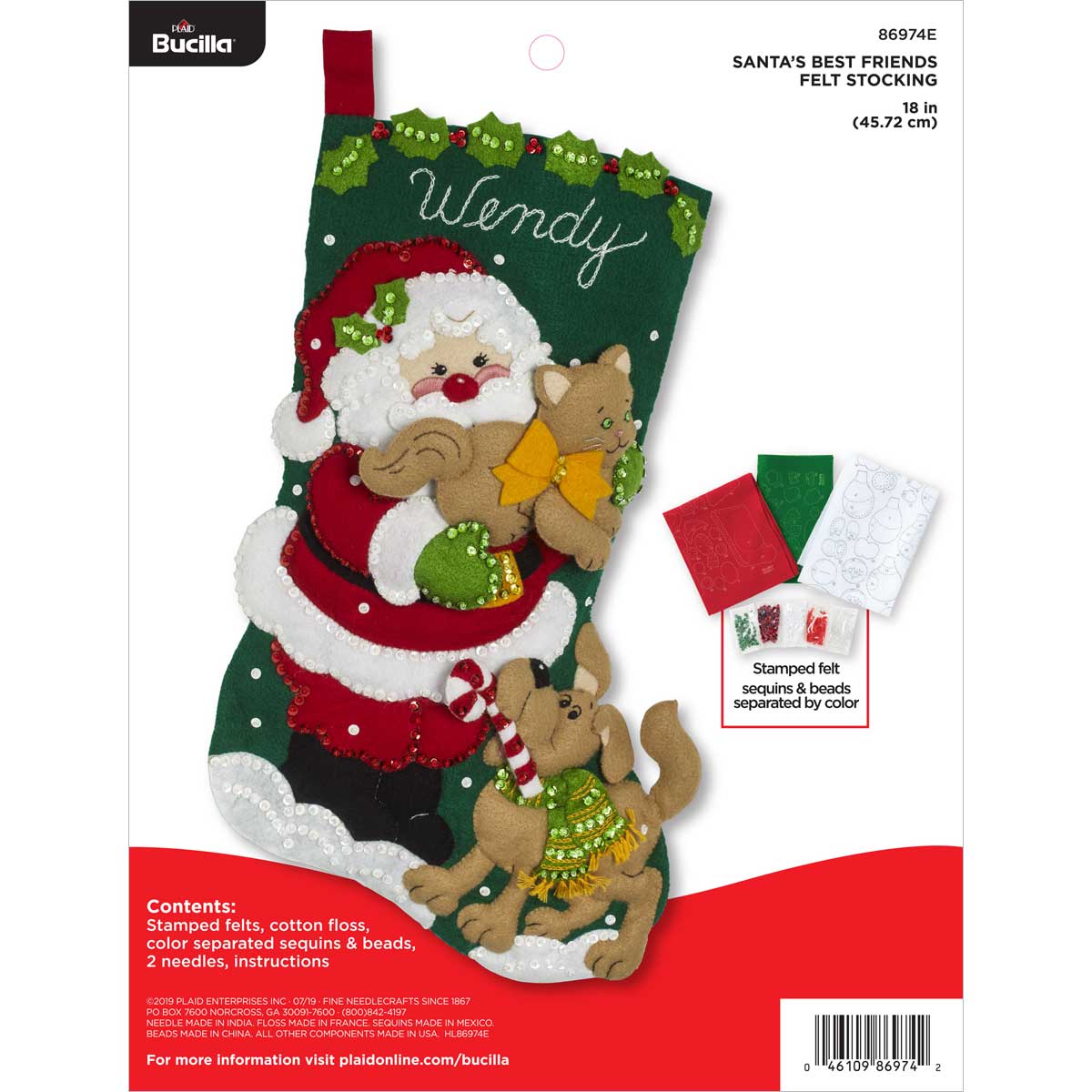Bucilla ® Seasonal - Felt - Stocking Kits - Santa's Best Friend - 86974E