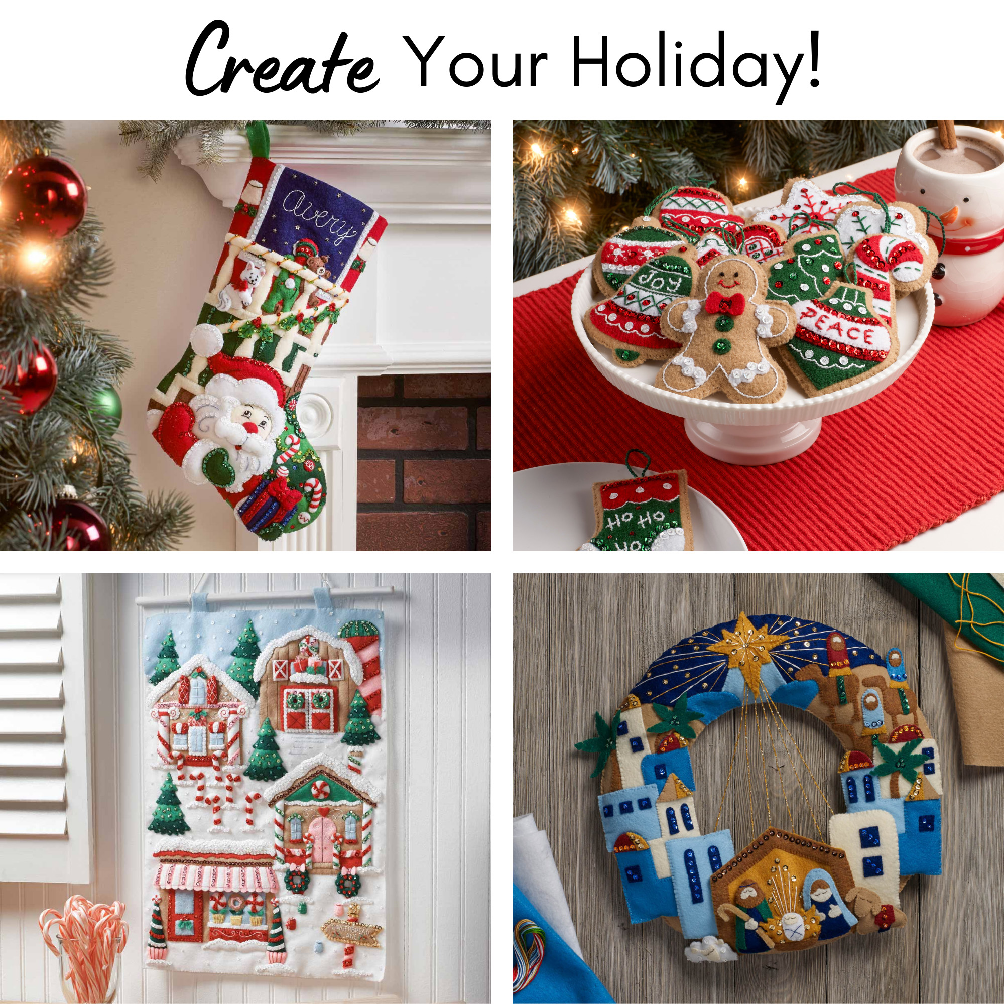 Bucilla ® Seasonal - Felt - Stocking Kits - Santa's Furry Friends - 89447E