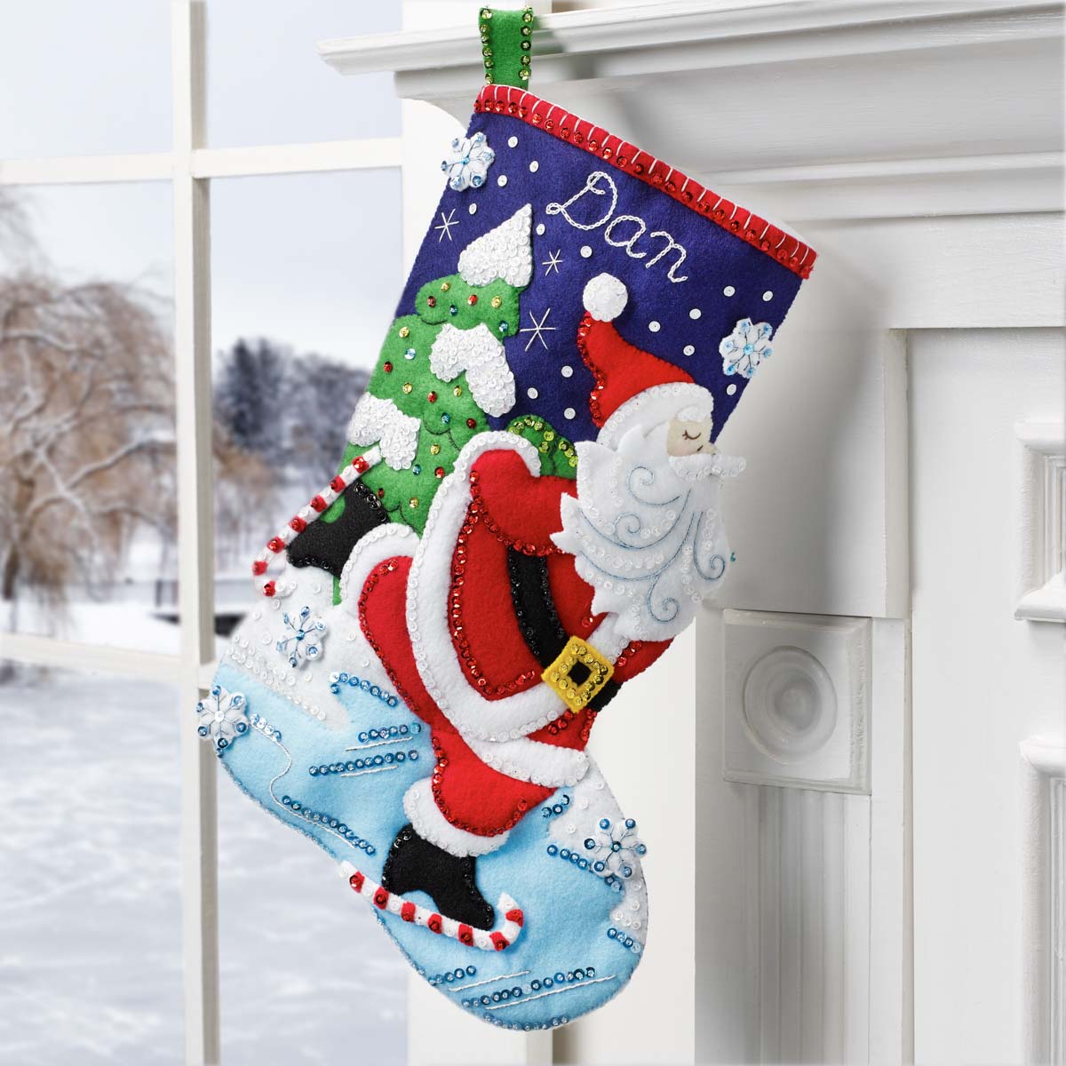 Bucilla ® Seasonal - Felt - Stocking Kits - Skating Santa - 89479E