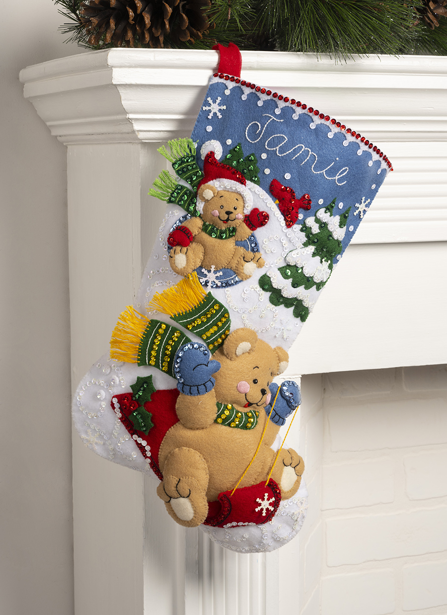 Bucilla ® Seasonal - Felt - Stocking Kits - Sledding Bears - 89555E
