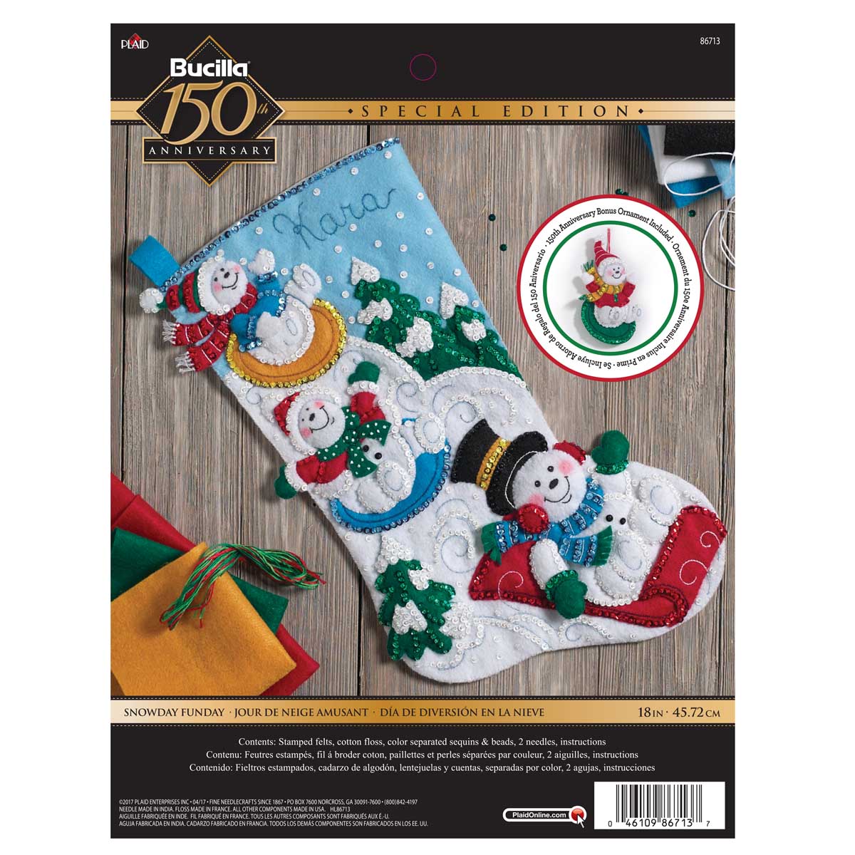 Bucilla ® Seasonal - Felt - Stocking Kits - Snowday Fun Day - 86713