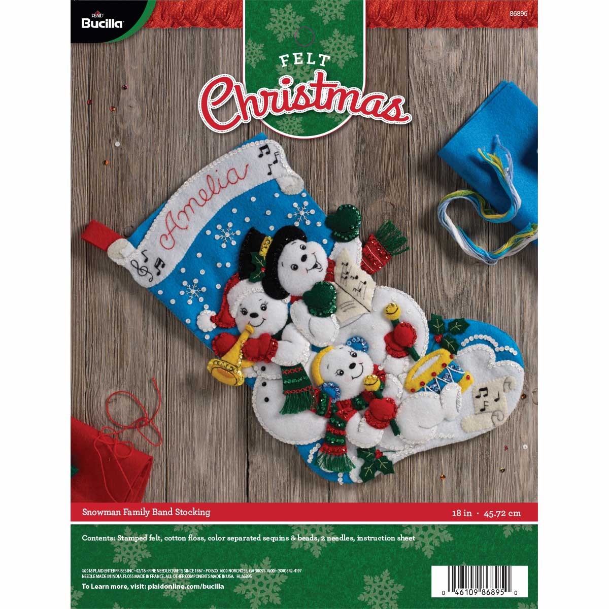 Bucilla ® Seasonal - Felt - Stocking Kits - Snowman Family Band - 86895