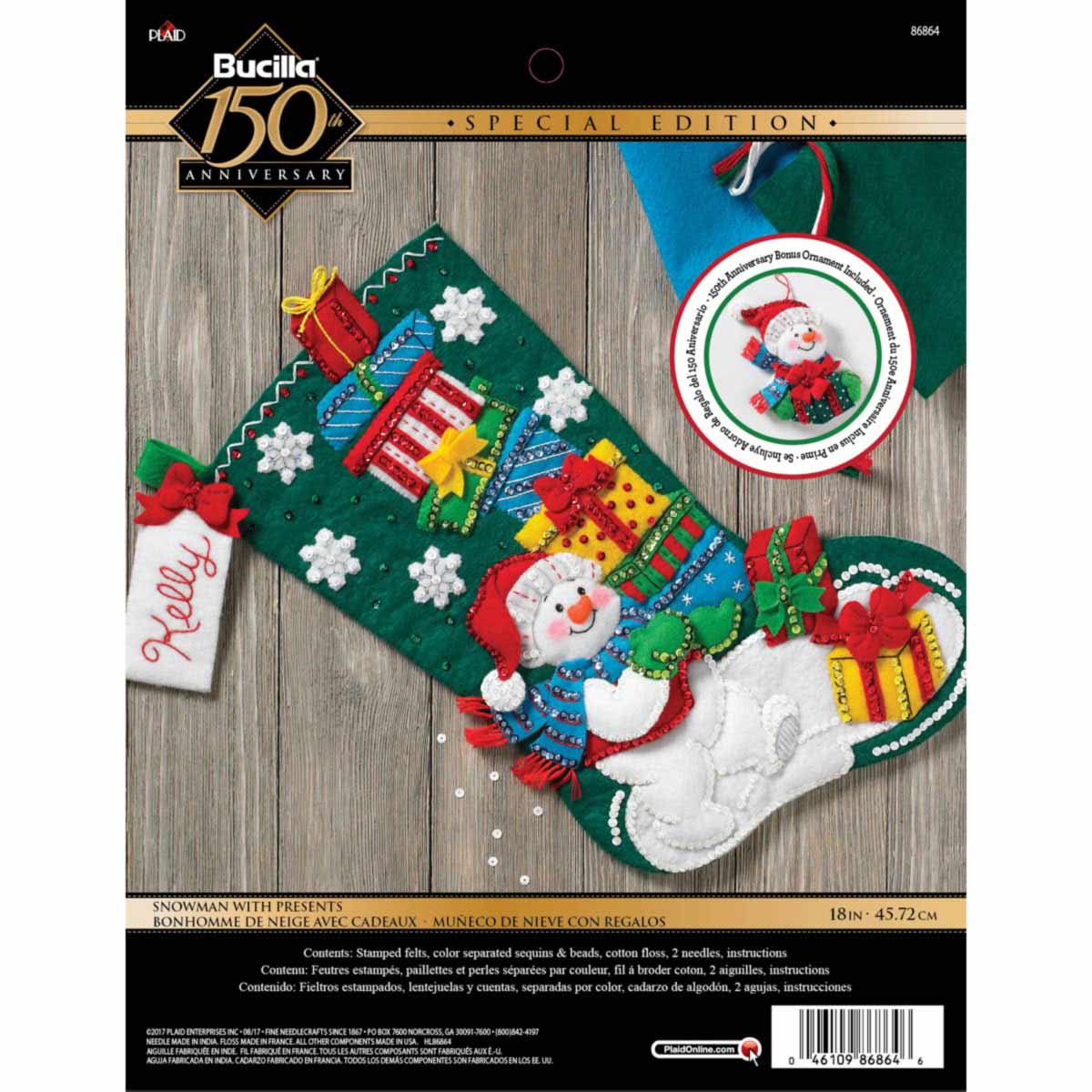 Bucilla ® Seasonal - Felt - Stocking Kits - Snowman With Presents - 86864