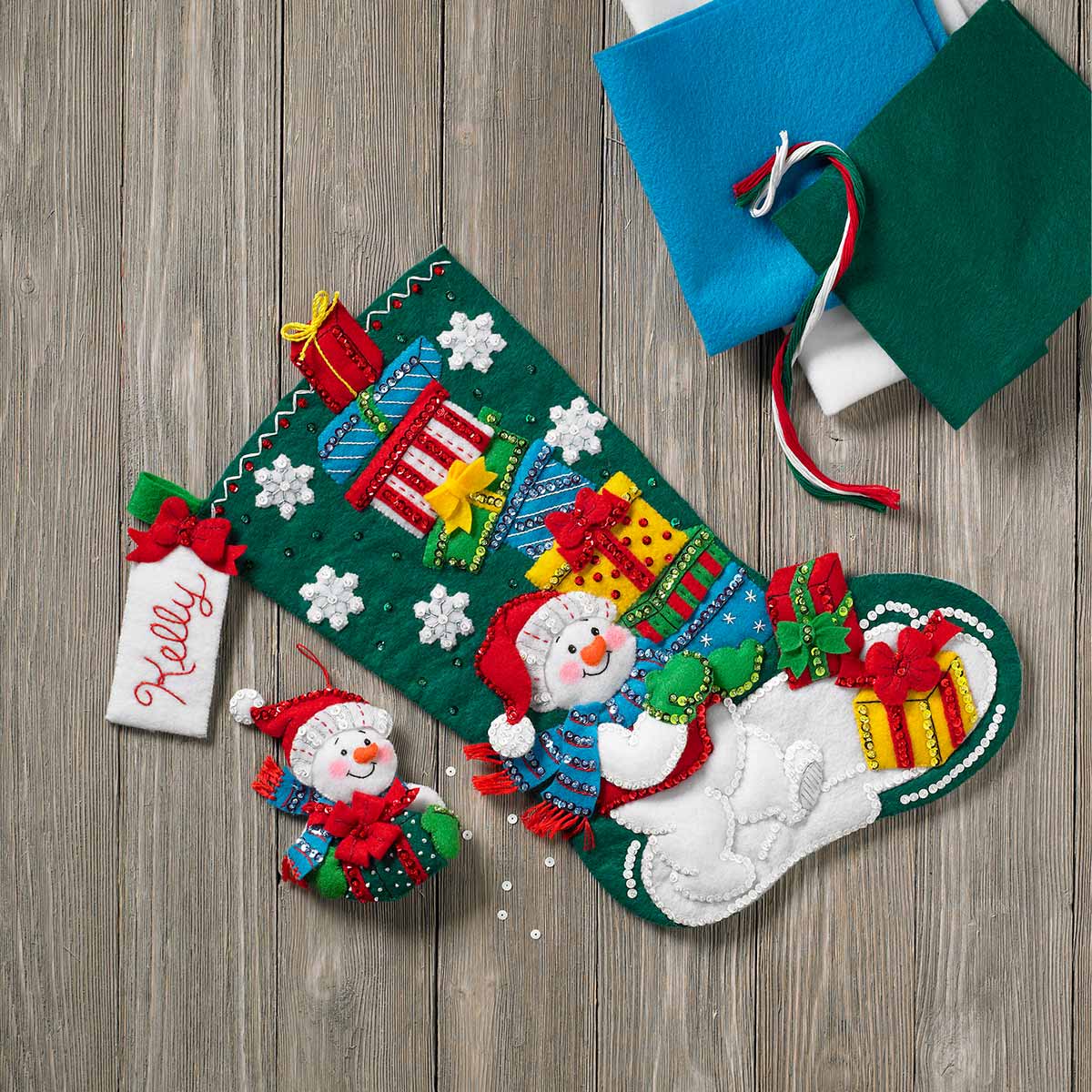 Bucilla ® Seasonal - Felt - Stocking Kits - Snowman With Presents - 86864