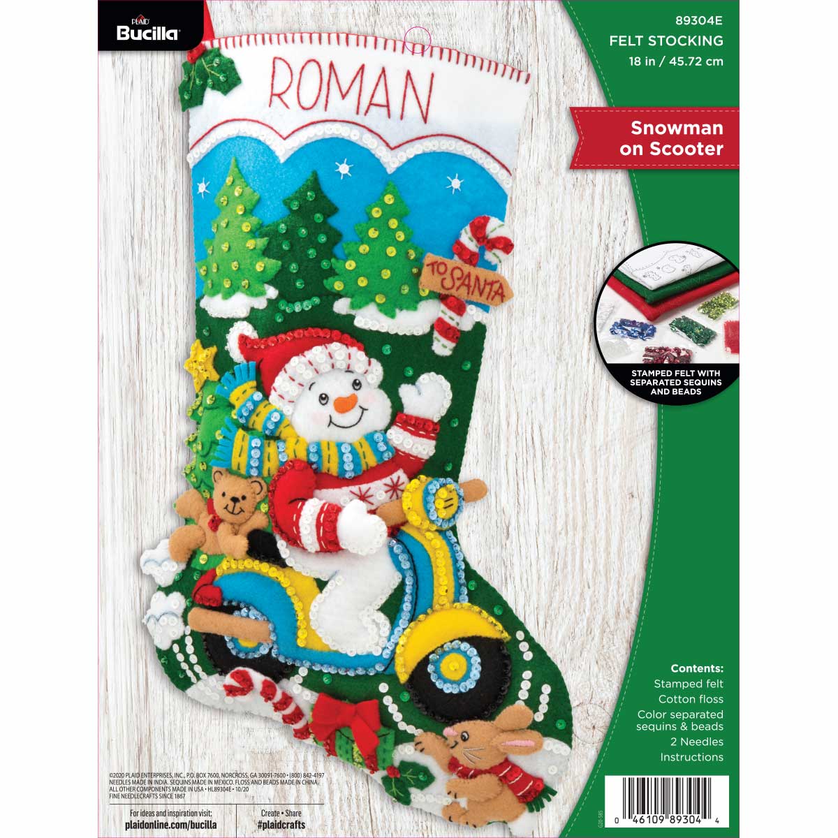 Bucilla ® Seasonal - Felt - Stocking Kits - Snowman on Scooter - 89304E