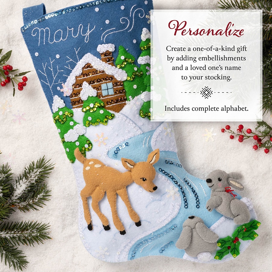 Bucilla ® Seasonal - Felt - Stocking Kits - Snowy Retreat - 89586E