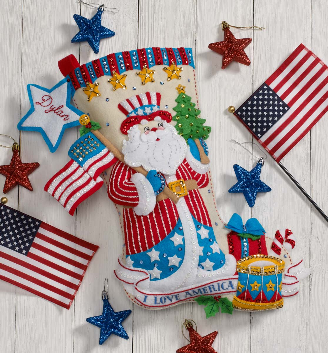 Bucilla ® Seasonal - Felt - Stocking Kits - Stars & Stripes Santa - 89472E