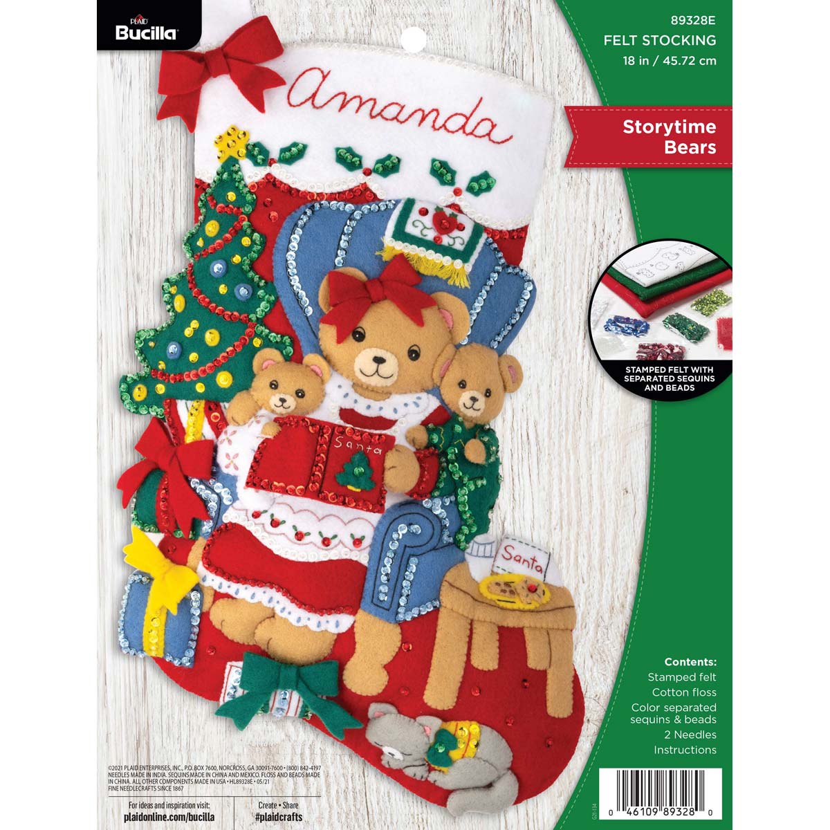 Bucilla ® Seasonal - Felt - Stocking Kits - Storytime Bears - 89328E