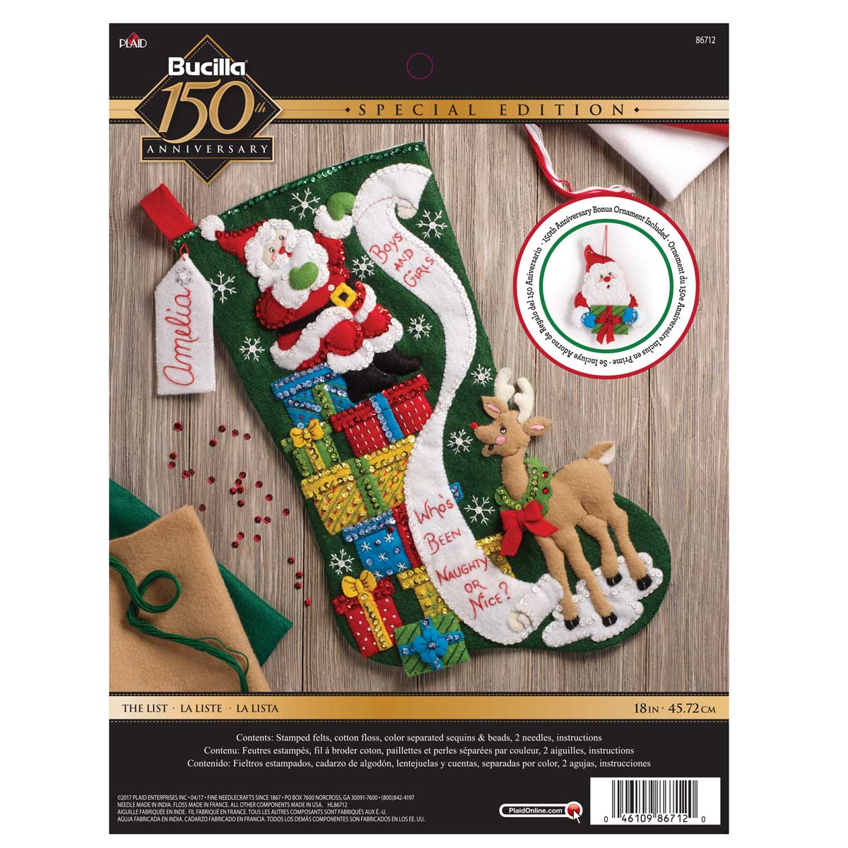 Bucilla ® Seasonal - Felt - Stocking Kits - The List - 86712