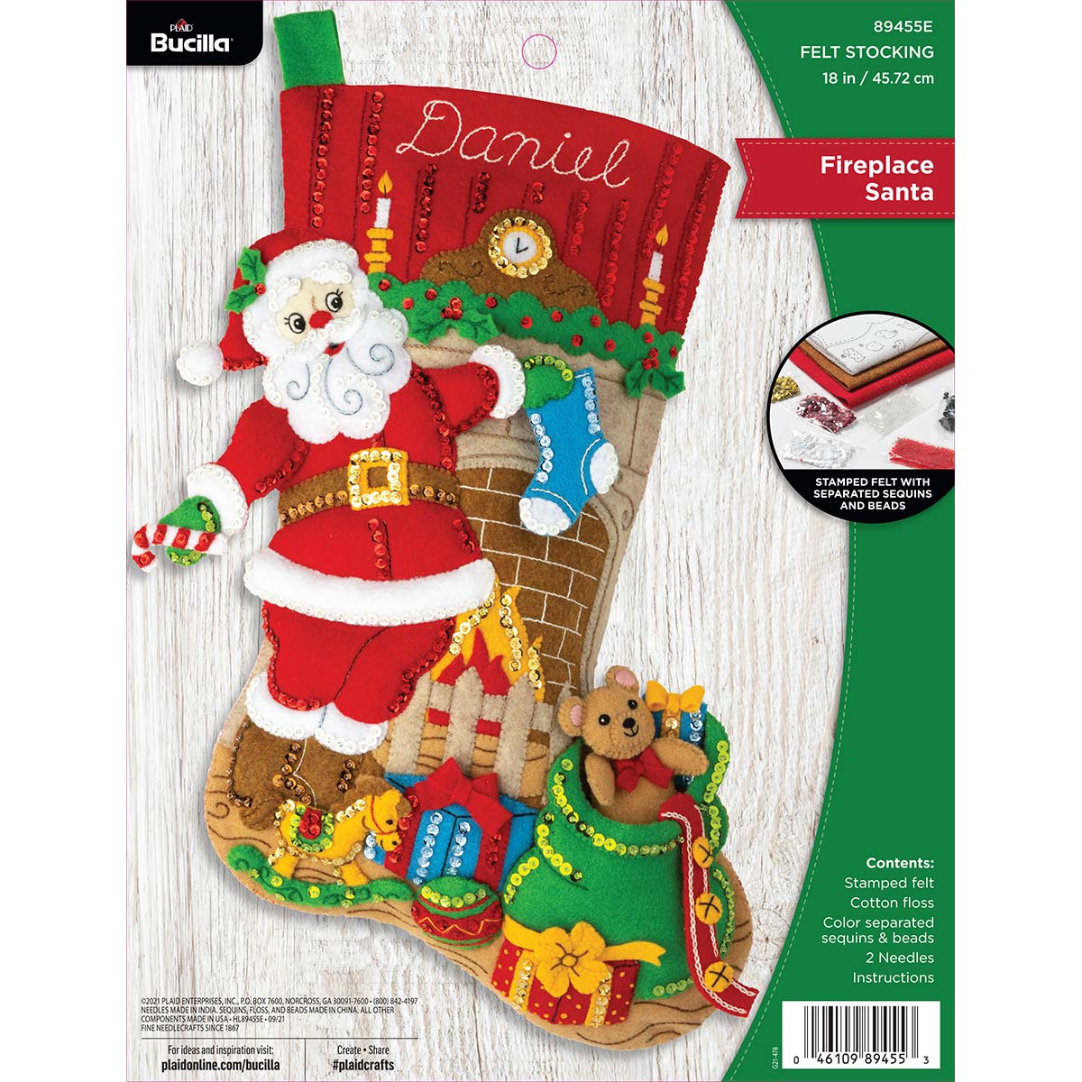 Bucilla ® Seasonal - Felt - Stocking Kits - Fireplace Santa - 89455E