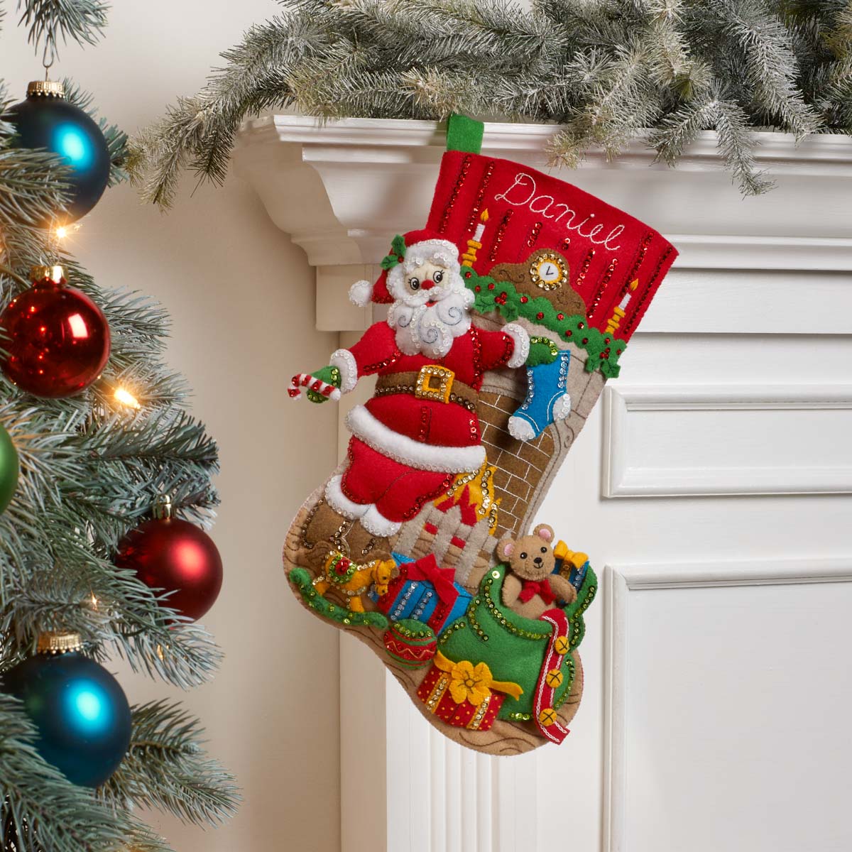 Bucilla ® Seasonal - Felt - Stocking Kits - Fireplace Santa - 89455E