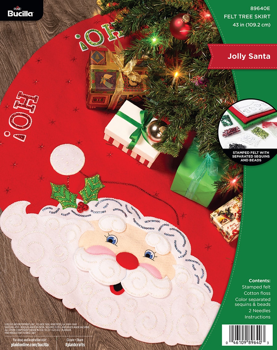 Bucilla ® Seasonal - Felt - Tree Skirt Kits - Jolly Santa - 89640E