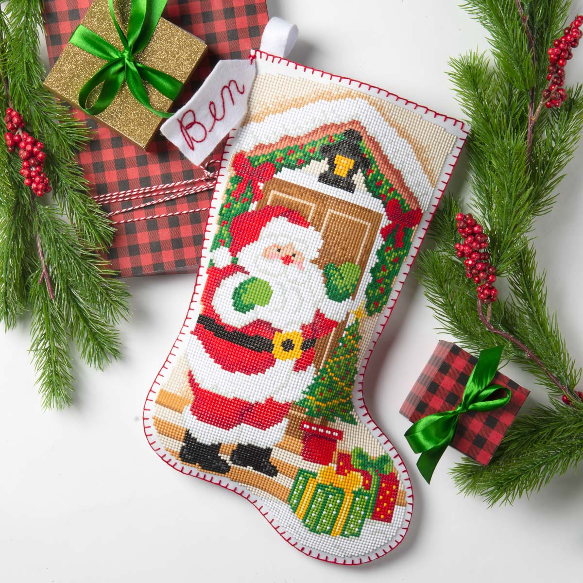 Bucilla ® Seasonal - Gem Dots - Stocking Kits - Santa At The Door - 89319E