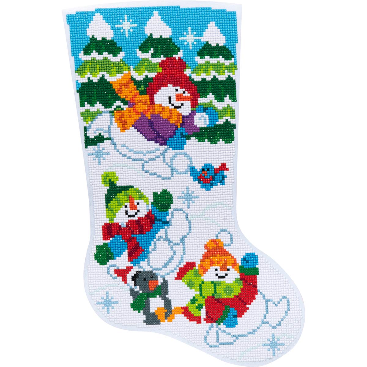 Bucilla ® Seasonal - Gem Dots - Stocking Kits - Sledding Snowman - 89318E