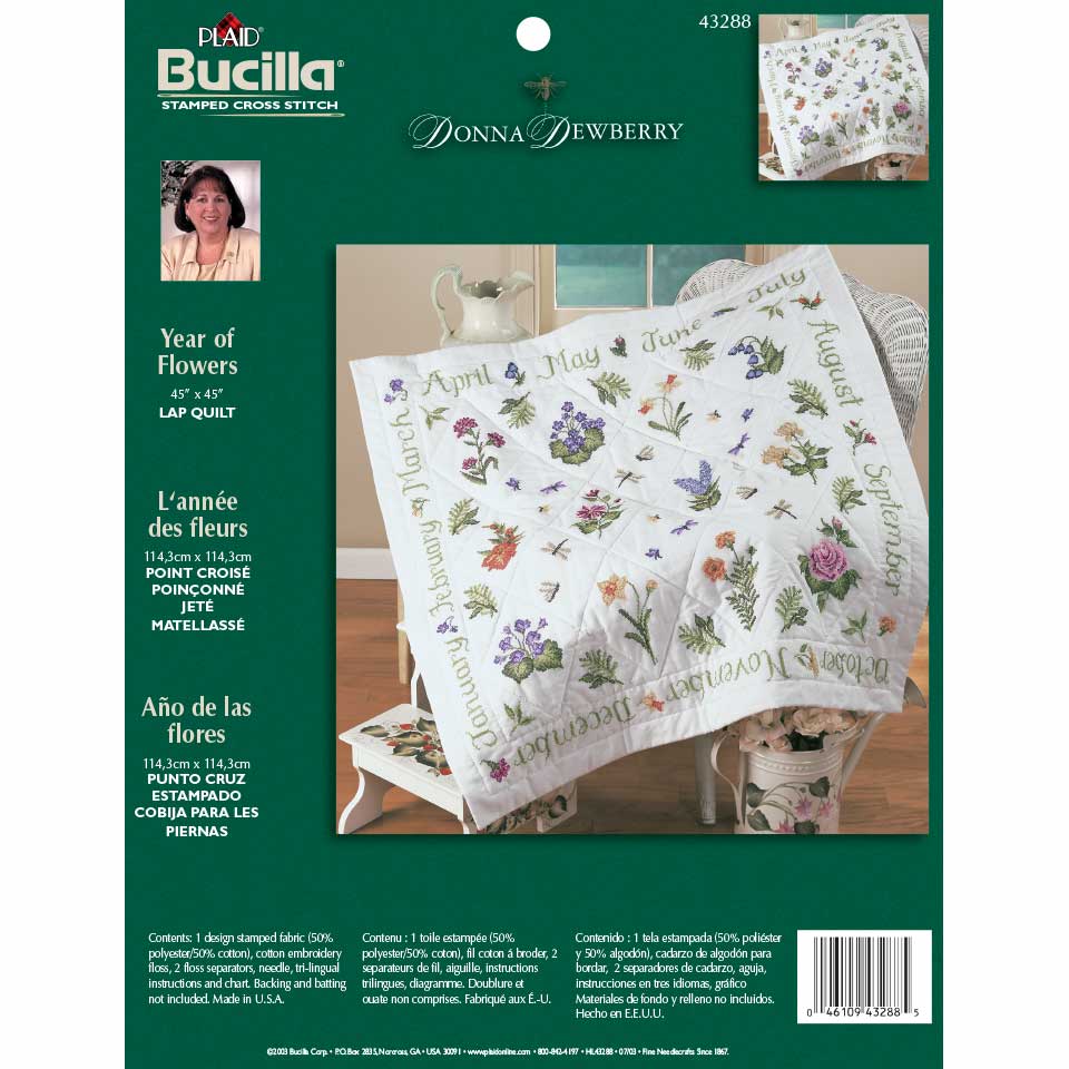 Bucilla ® Special Edition - Stamped Cross Stitch - Lap Quilts - Donna Dewberry - Year of Flowers - 4