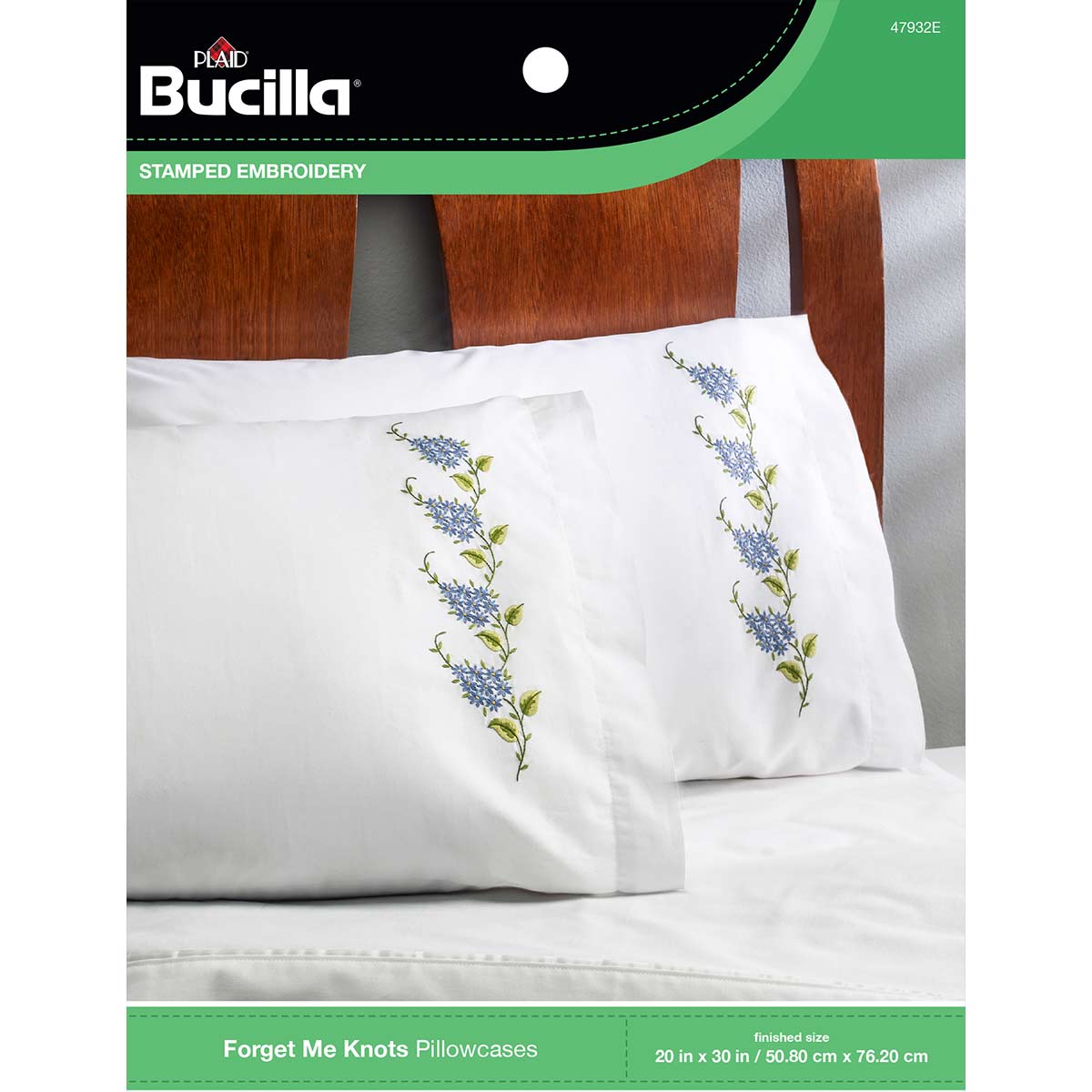 Bucilla ® Stamped Cross Stitch & Embroidery - Pillowcase Pairs - Forget Me Knots - 47932E