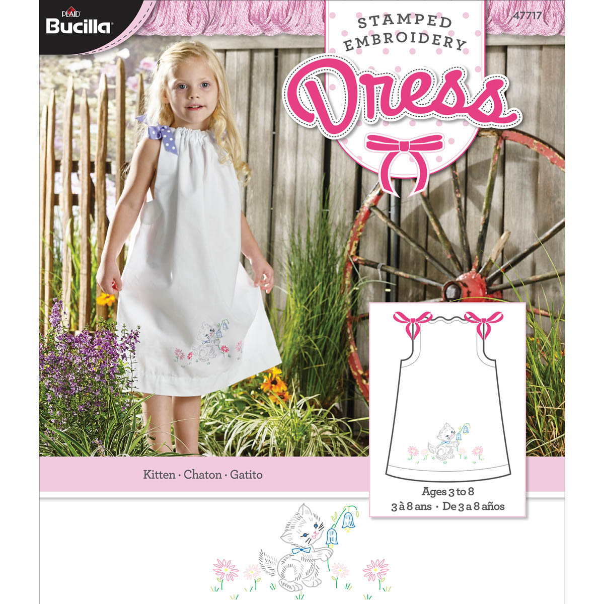 Bucilla ® Stamped Cross Stitch & Embroidery - Pillowcase Dress - Kitten - 47717