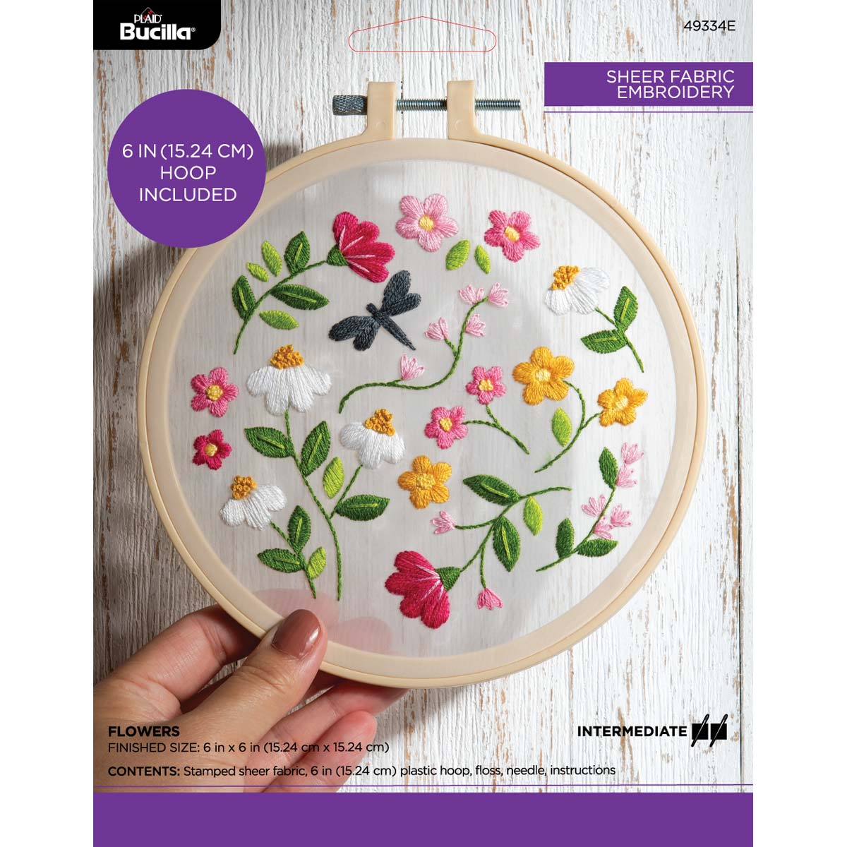 Bucilla ® Stamped Sheer Fabric Embroidery - Flowers - 49334E