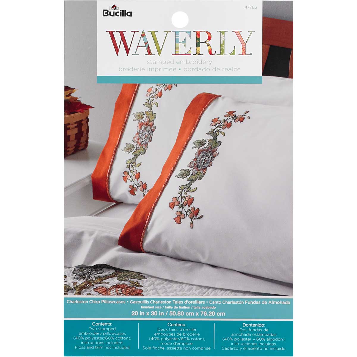 Bucilla ® Waverly ® Charleston Chirp Collection Stamped Pillowcase Pair - 47766