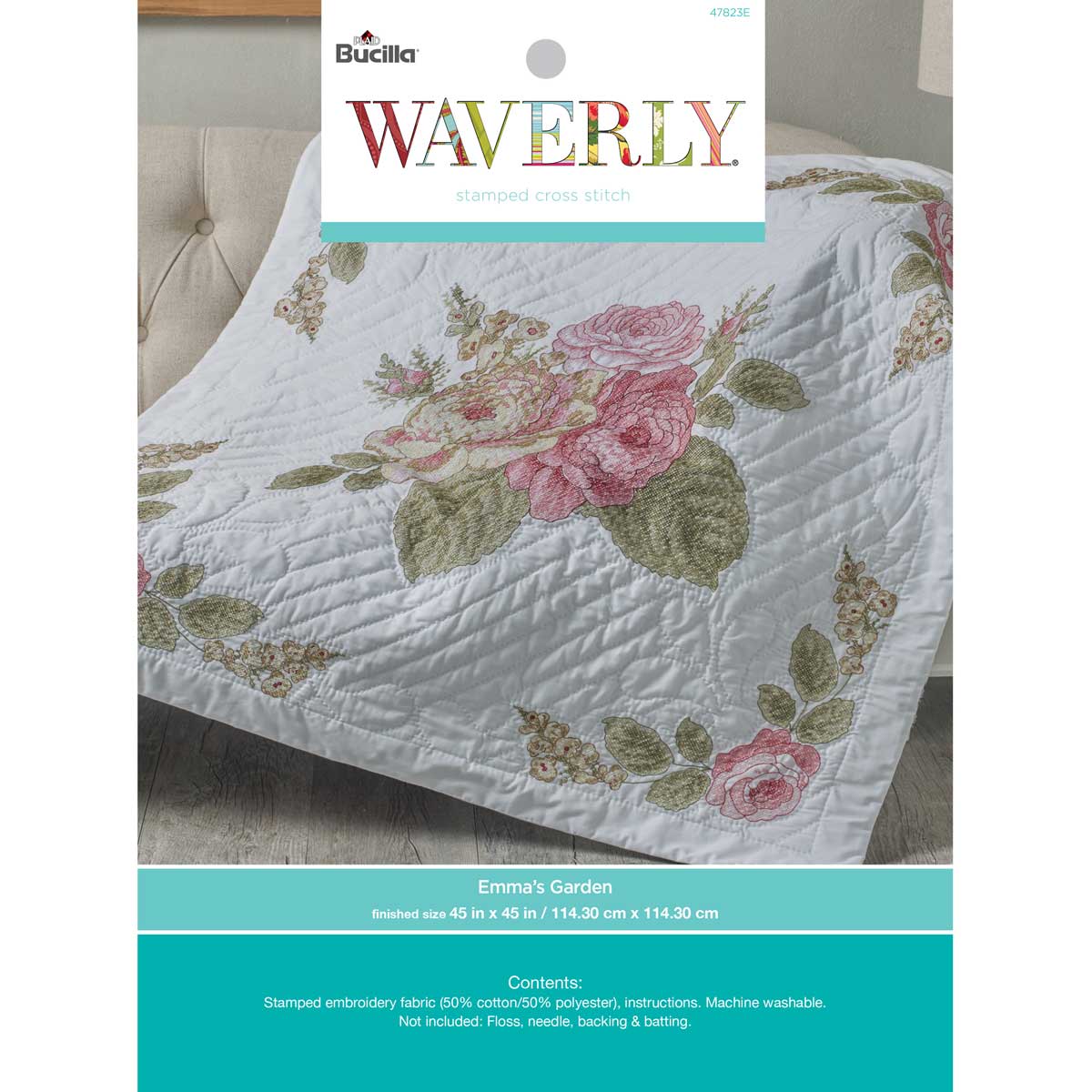 Bucilla ® Waverly ® Emma's Garden Collection Stamped Lap Quilt - 47823