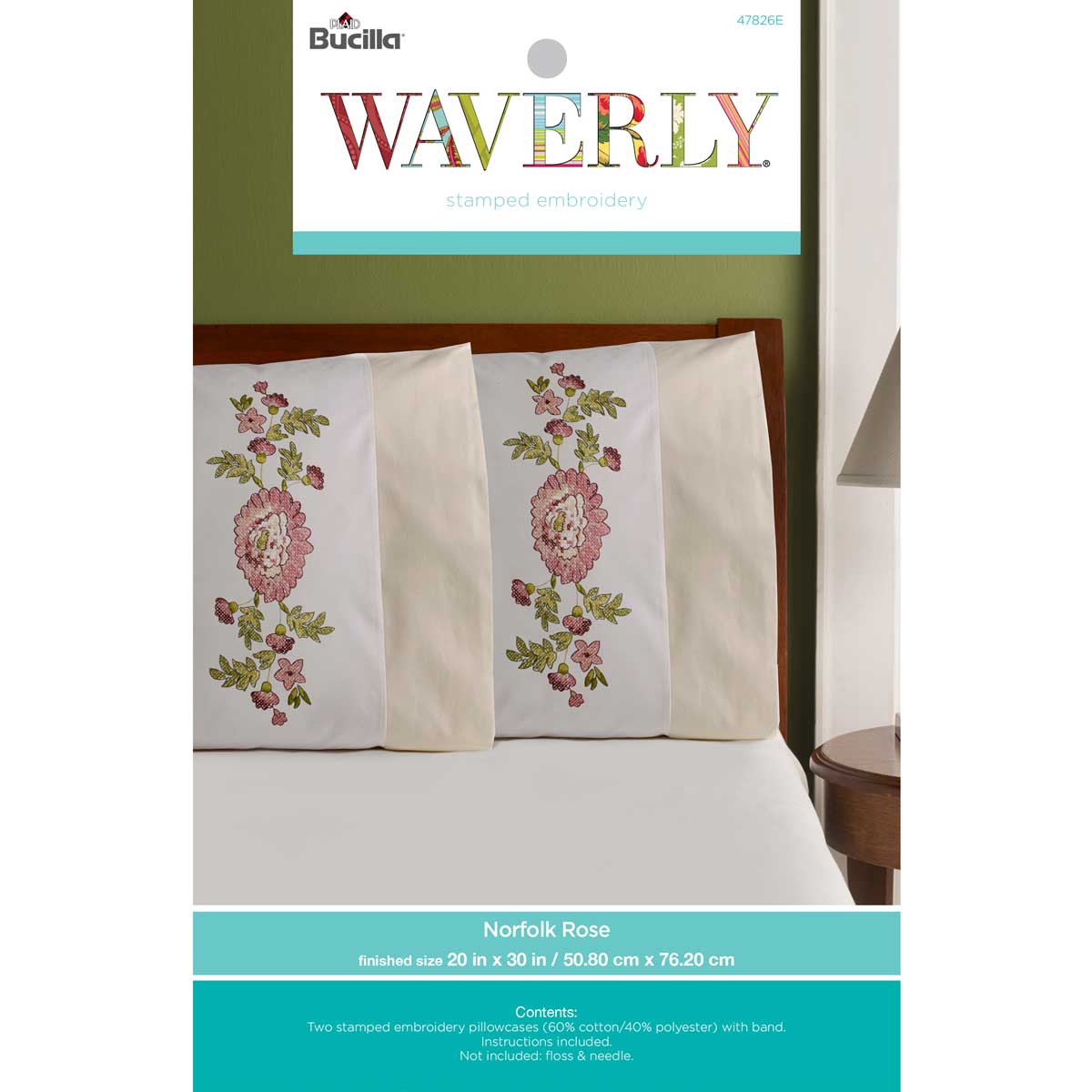 Bucilla ® Waverly ® Norfolk Rose Antique Collection Stamped Pillowcase Pair - 47826