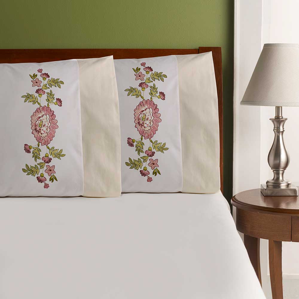 Bucilla ® Waverly ® Norfolk Rose Antique Collection Stamped Pillowcase Pair - 47826