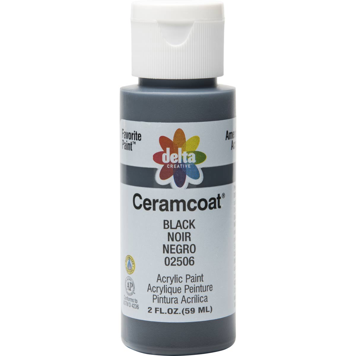 Delta Ceramcoat Acrylic Paint - Black, 2 oz. - 025060202W