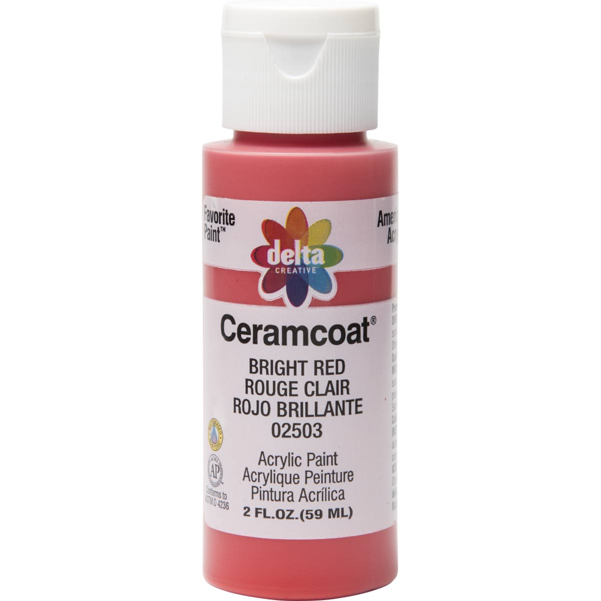 Delta Ceramcoat Acrylic Paint - Bright Red, 2 oz. - 025030202W