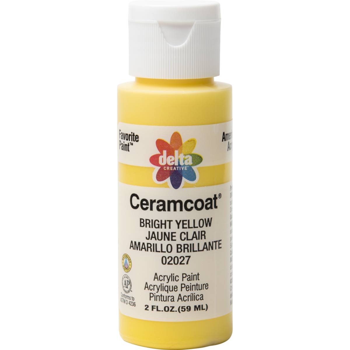 Delta Ceramcoat Acrylic Paint - Bright Yellow, 2 oz. - 020270202W