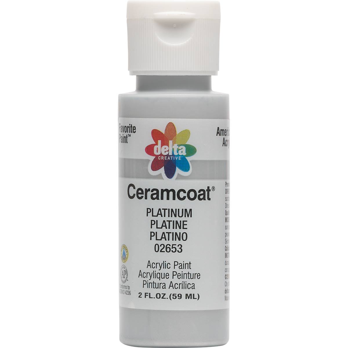 Delta Ceramcoat ® Acrylic Paint - Metallic Platinum, 2 oz. - 026530202W