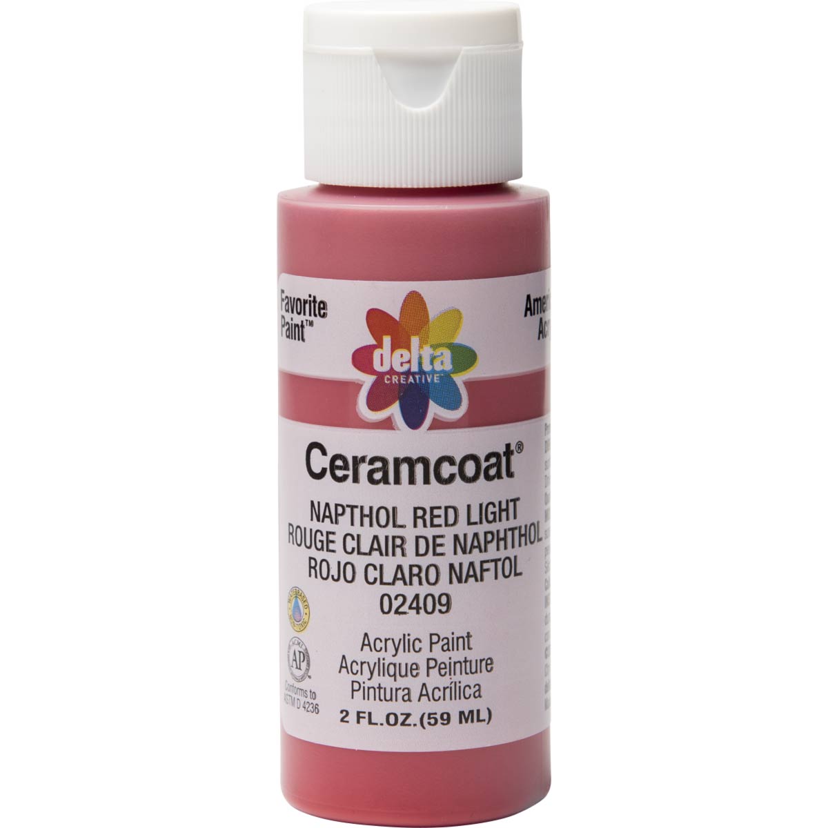 Delta Ceramcoat Acrylic Paint - Napthol Red Light, 2 oz. - 024090202W