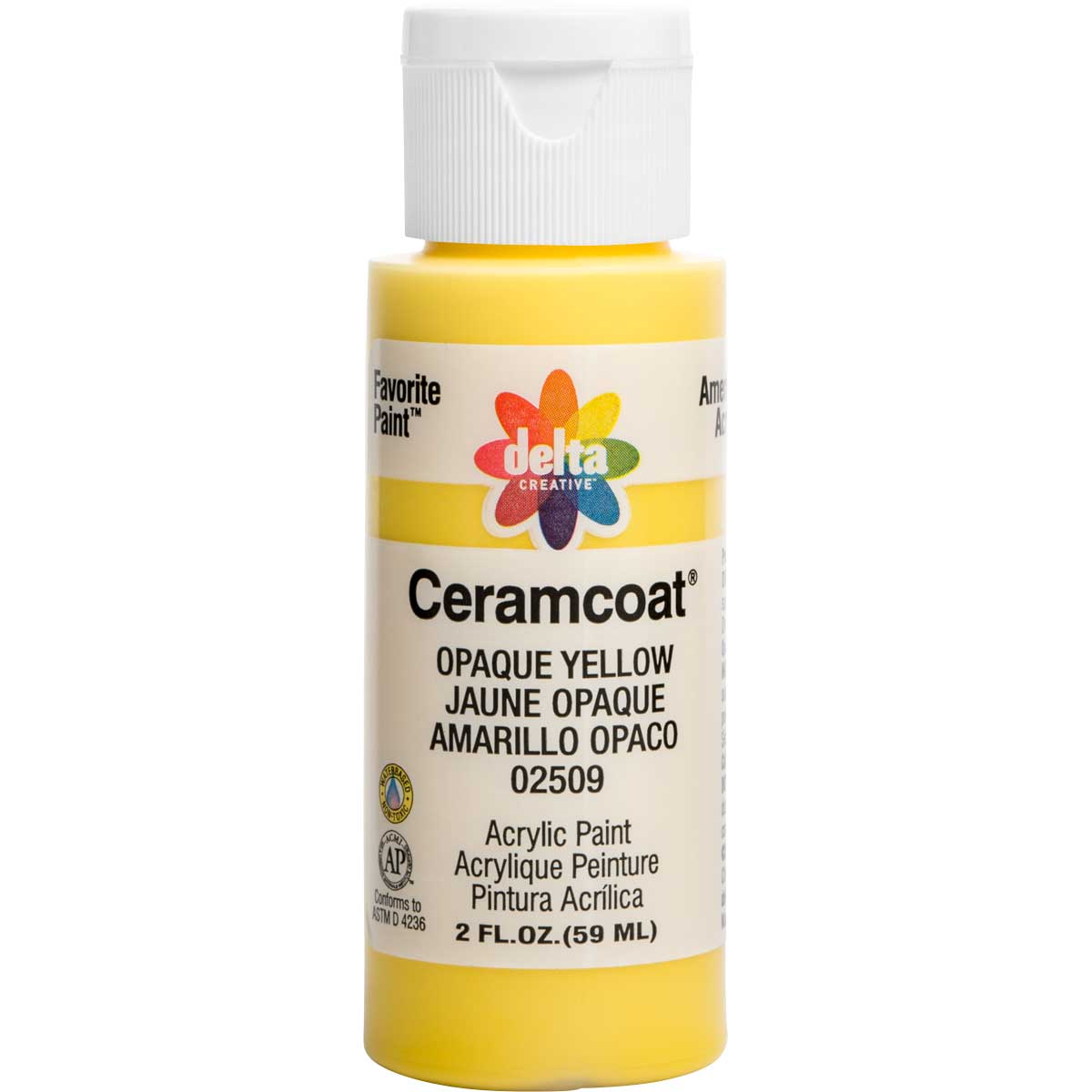 Delta Ceramcoat Acrylic Paint - Opaque Yellow, 2 oz. - 025090202W